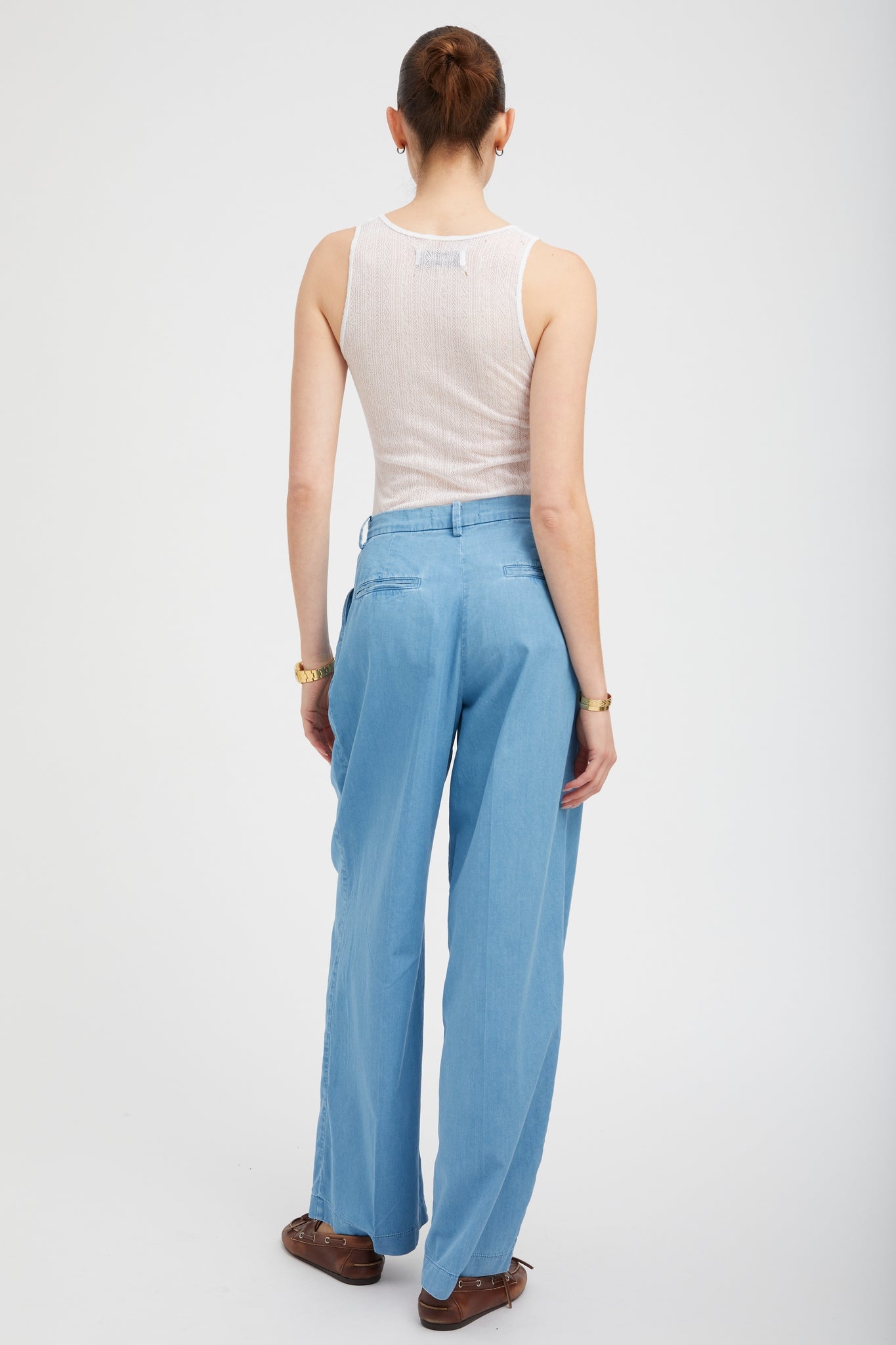 DANIELLE CHAMBRAY PLEATED TROUSERS - 4