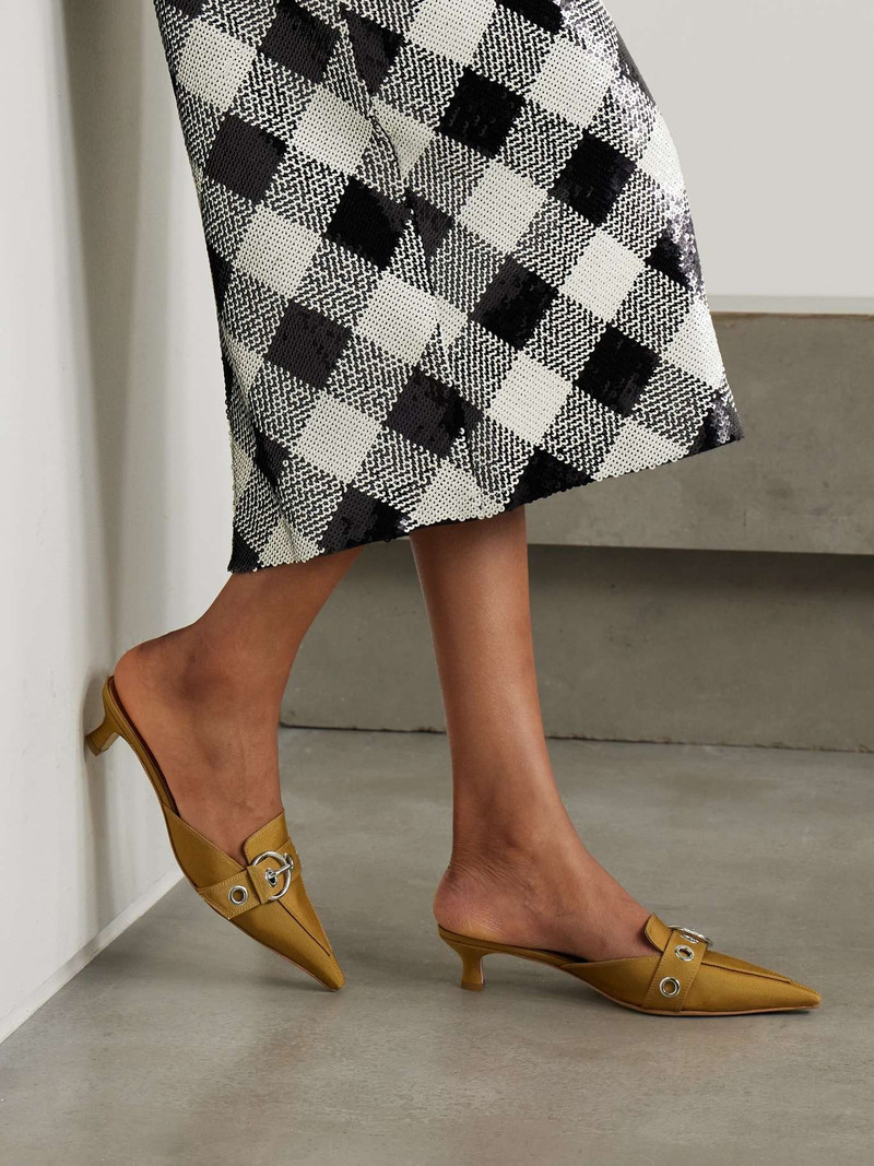 Aeyde Danielle buckled grosgrain mules Camel outlook