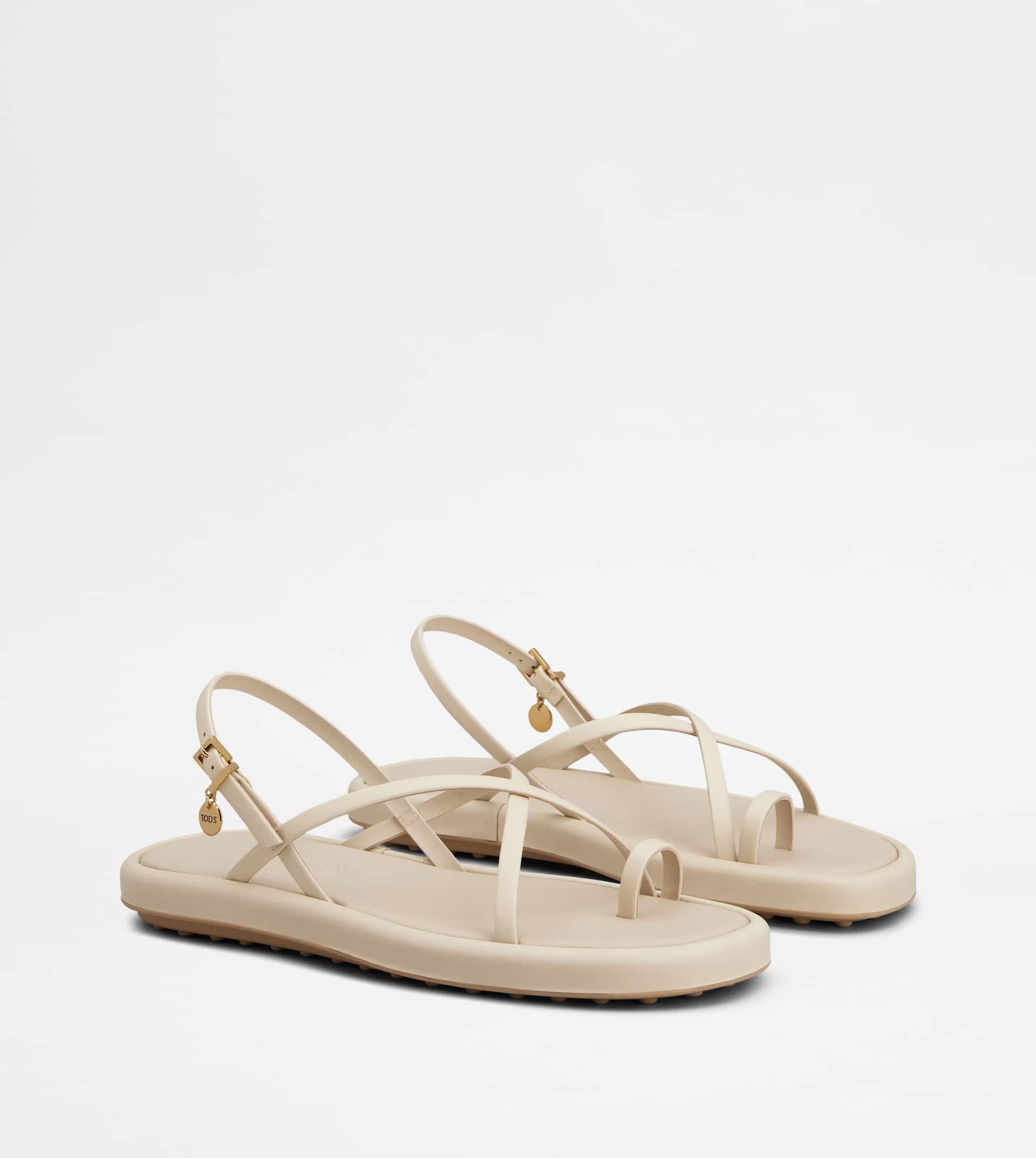 SANDALS IN LEATHER - OFF WHITE - 2