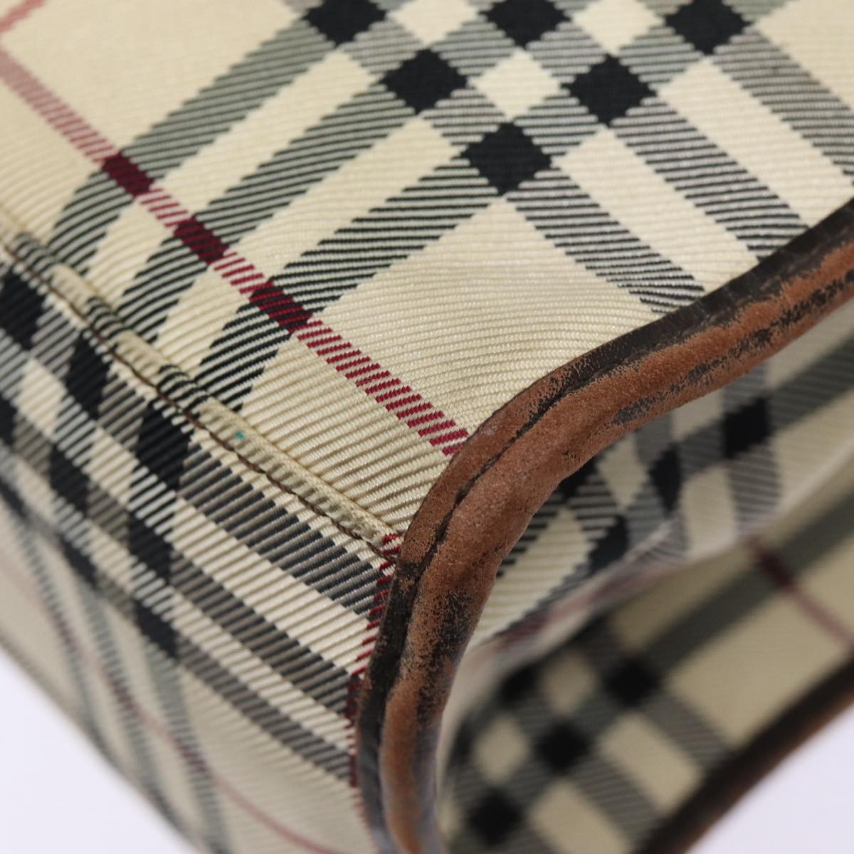 Burberry Nova Check Hand Bag Canvas Beige Silver - 14