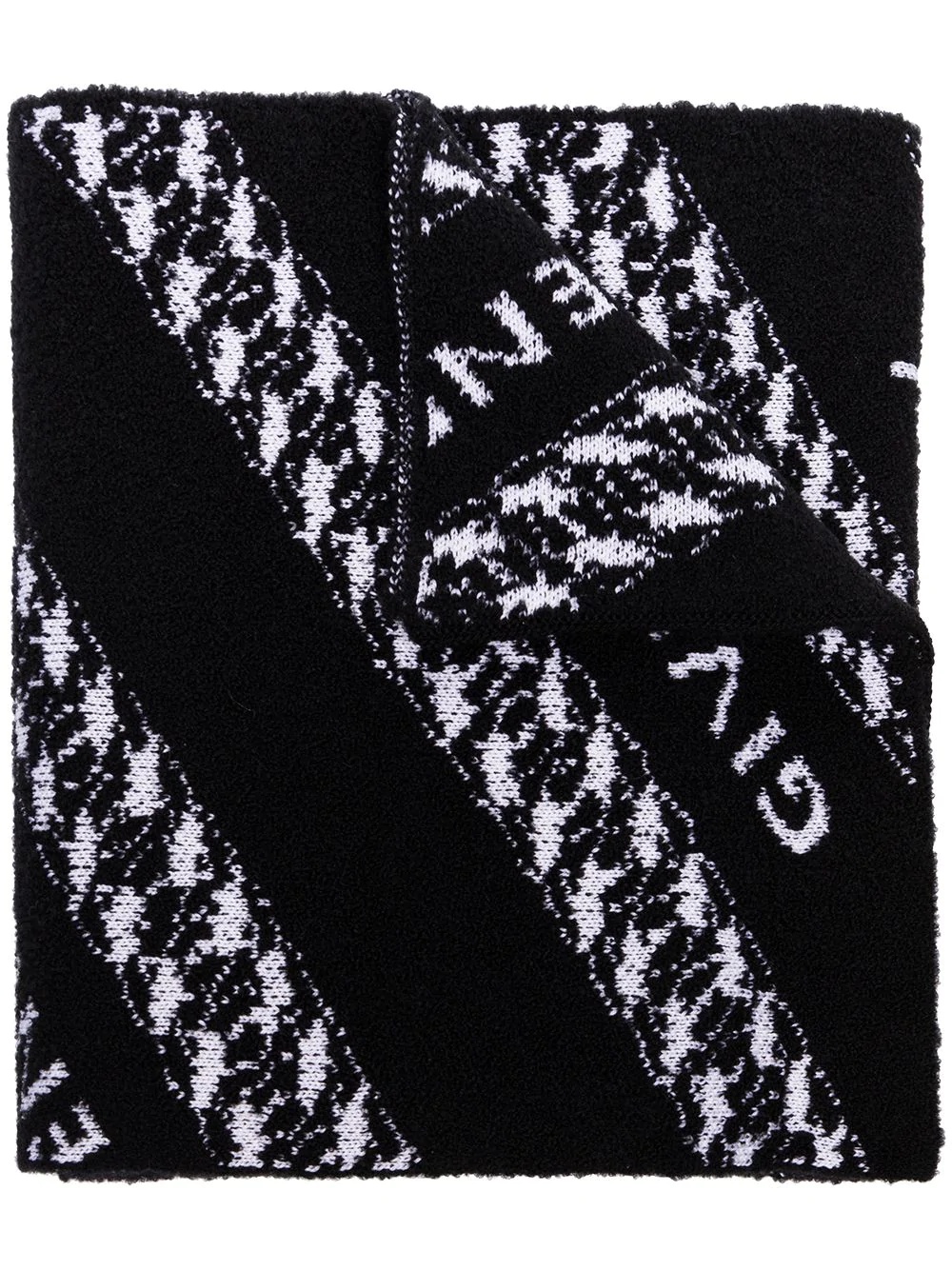 logo-print wool scarf - 1