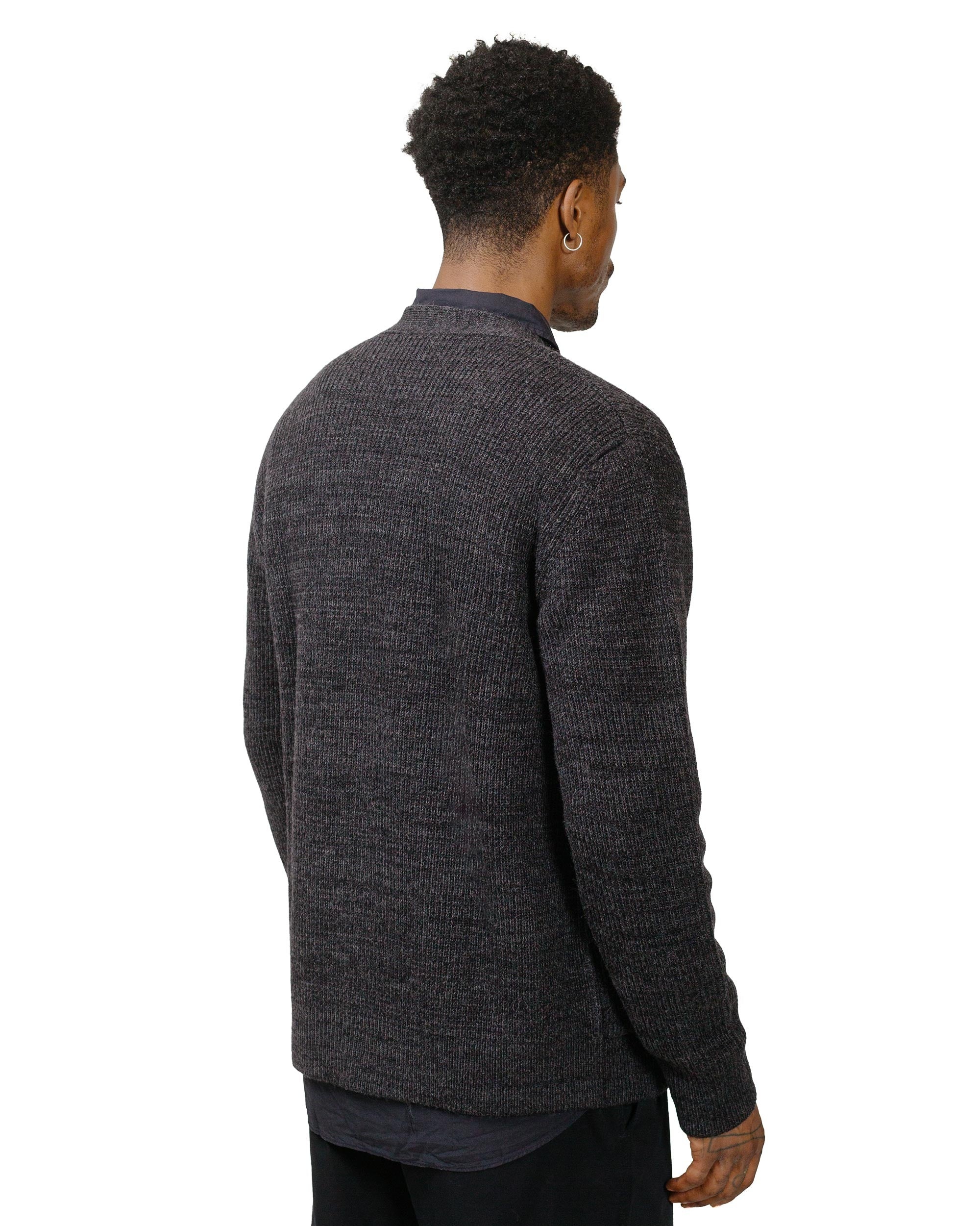 Loki Wool Cotton Rib Cardigan Dark Grey Melange - 3