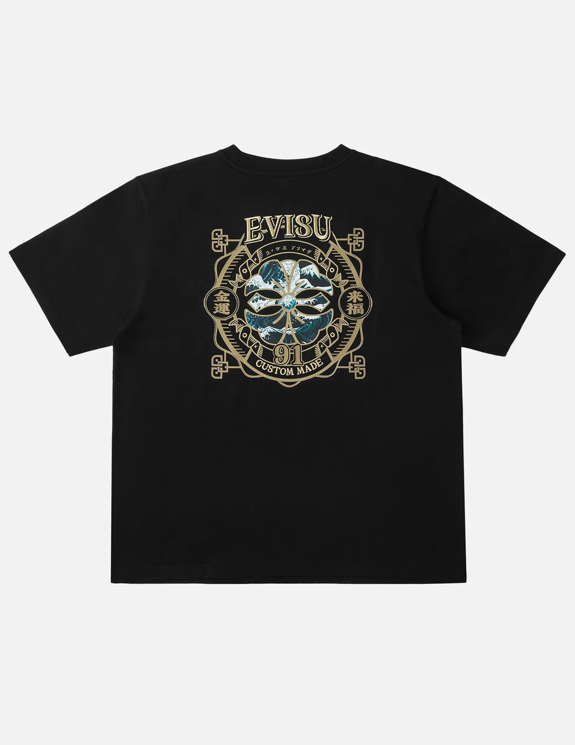 Gold Print Kamon Wave Applique Tee - 1