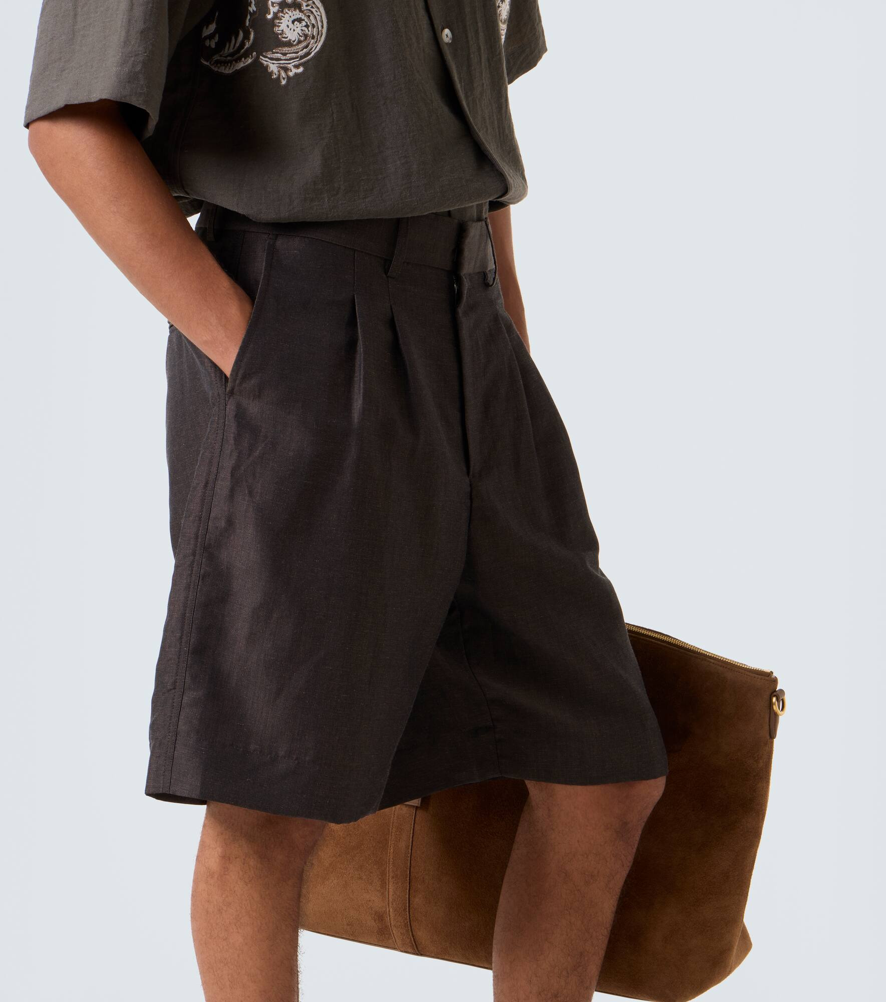 Linen and wool shorts - 5