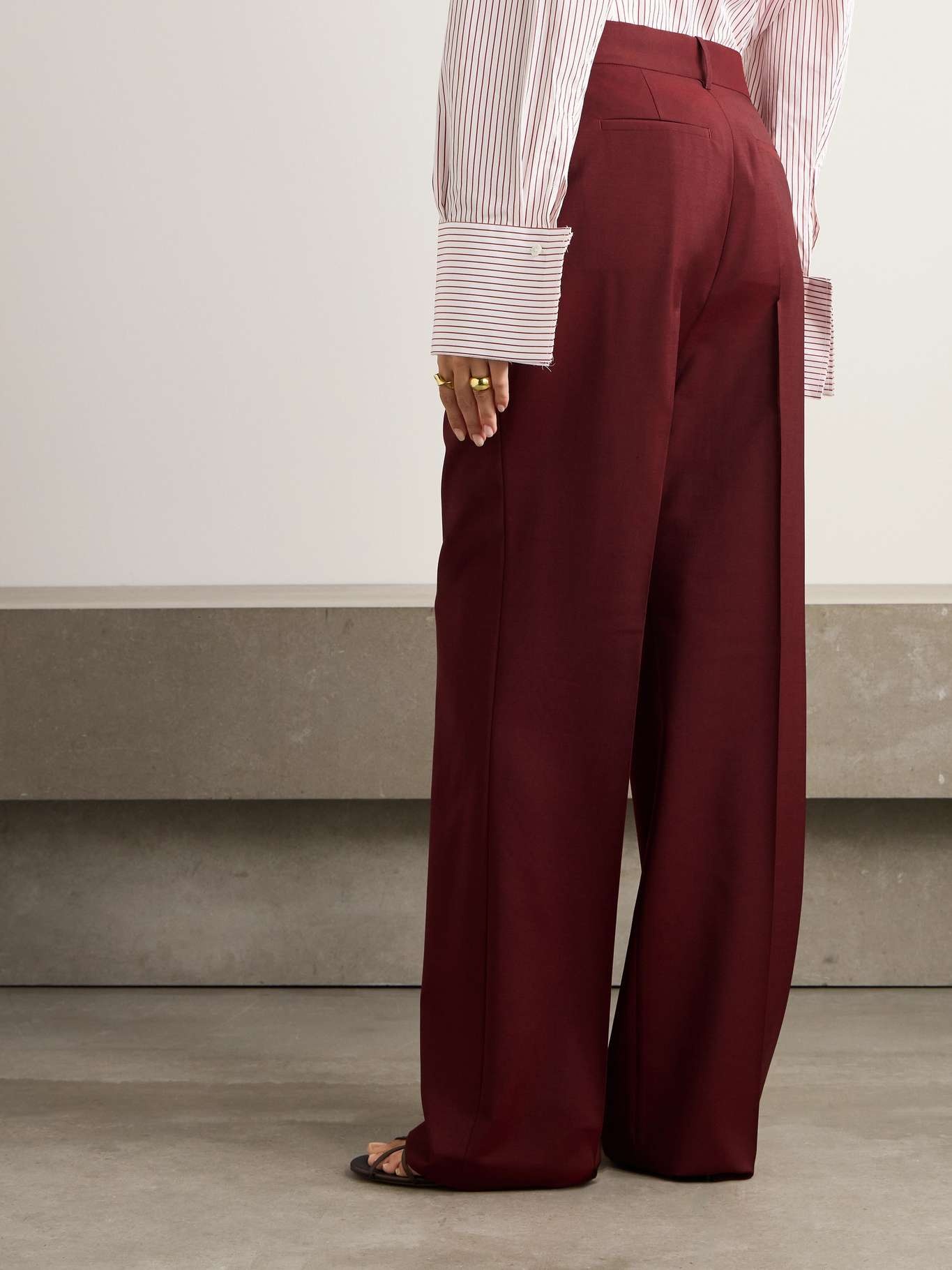 Pleated wool and mohair-blend wide-leg trousers - 3