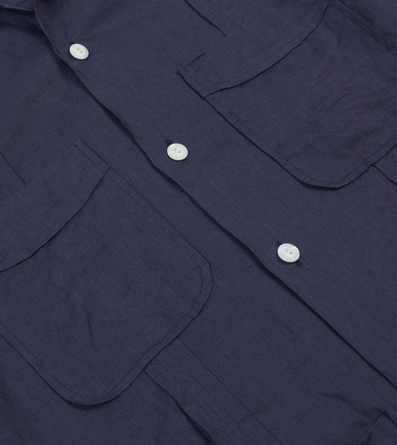 Navy Linen Short Sleeve Cuban Shirt 4