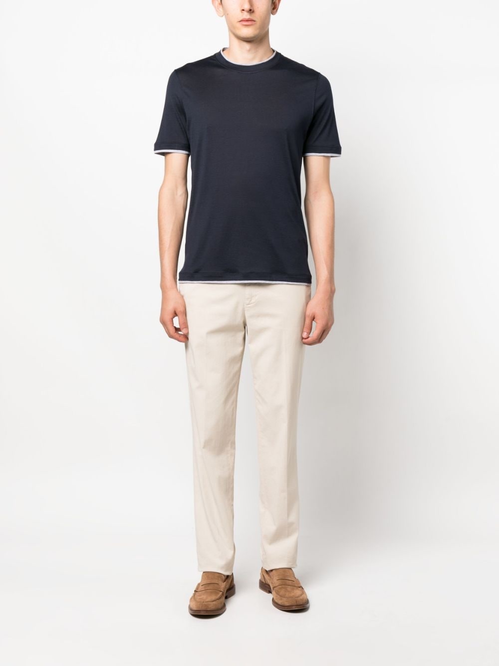 round-neck silk-cotton T-shirt - 2