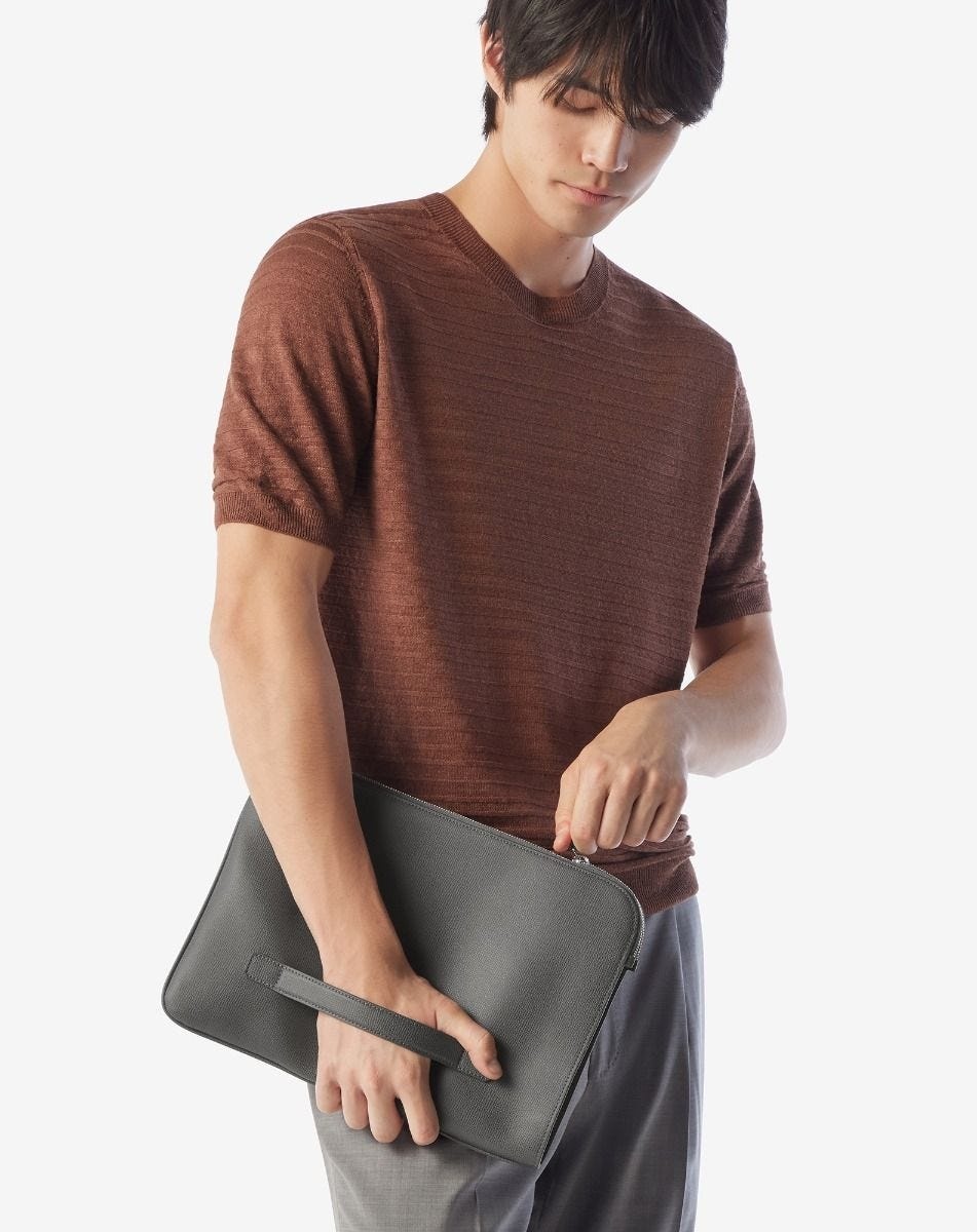 Grey leather briefcase - 2
