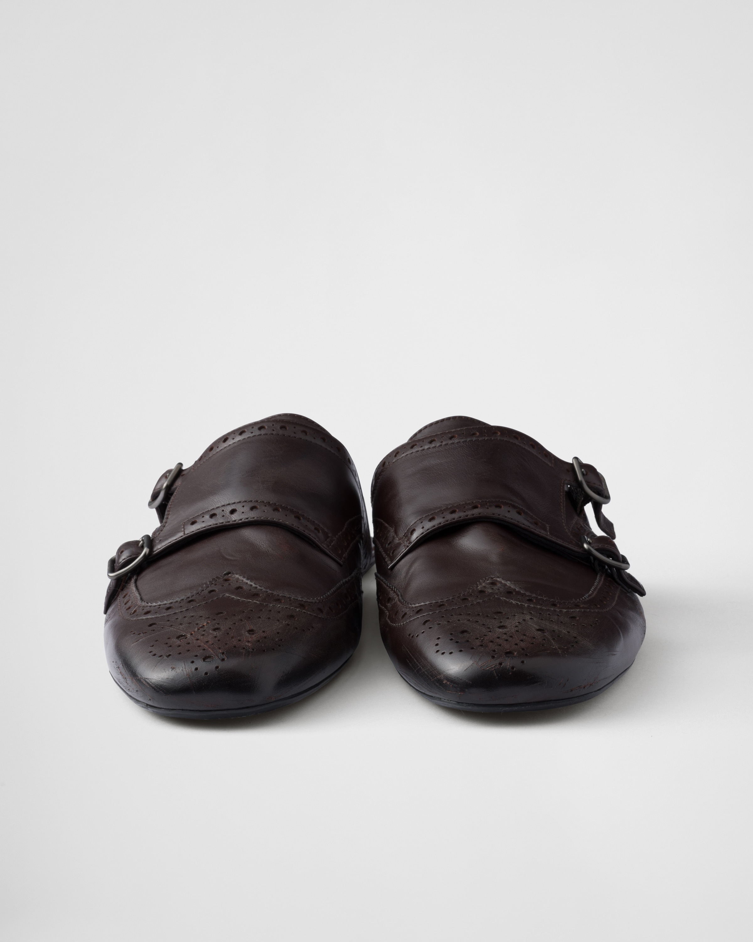Double monk strap leather mules - 5