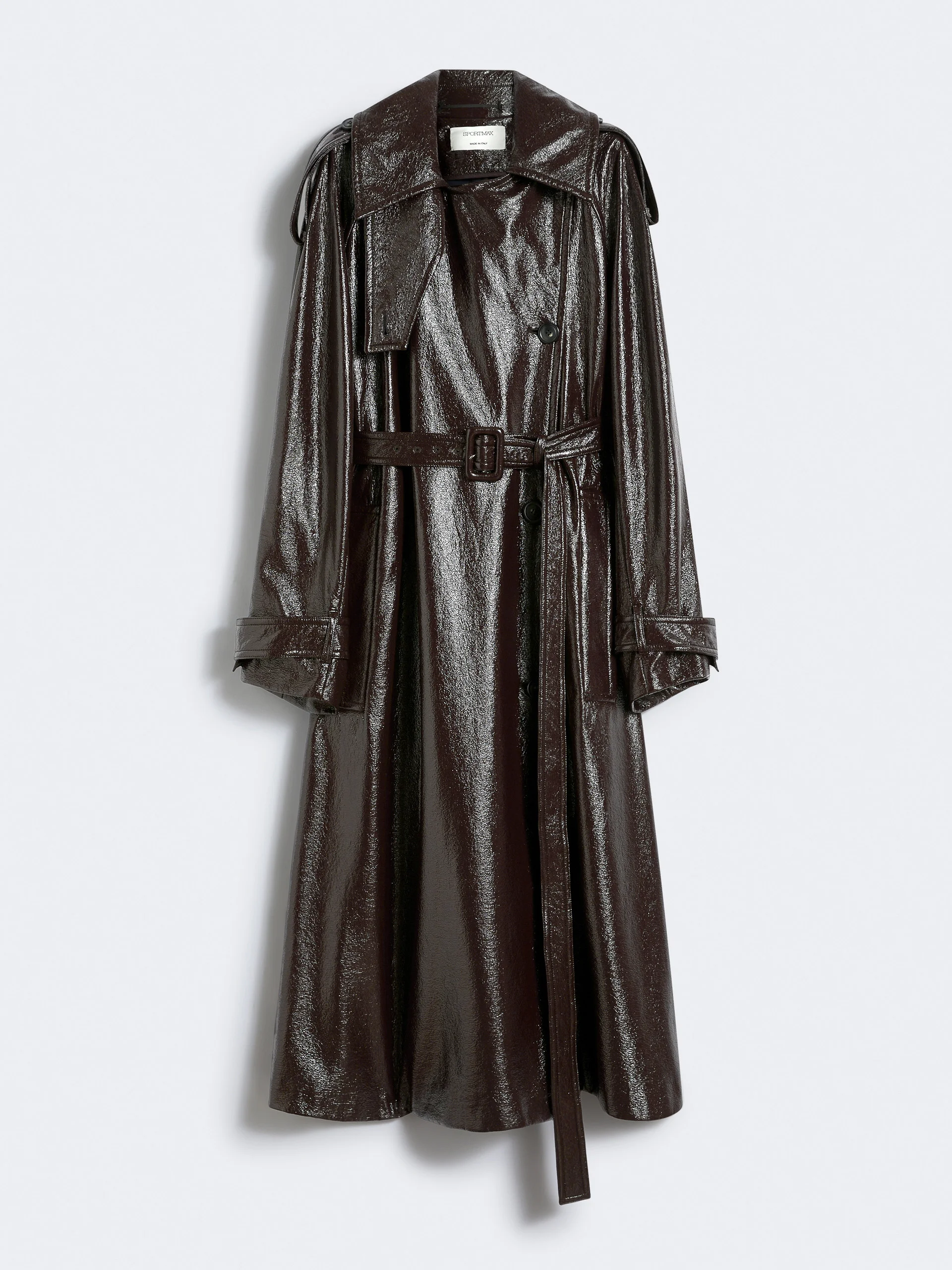 BAIRO1234 Long trench coat with patent leather effect - RUNWAY - 1