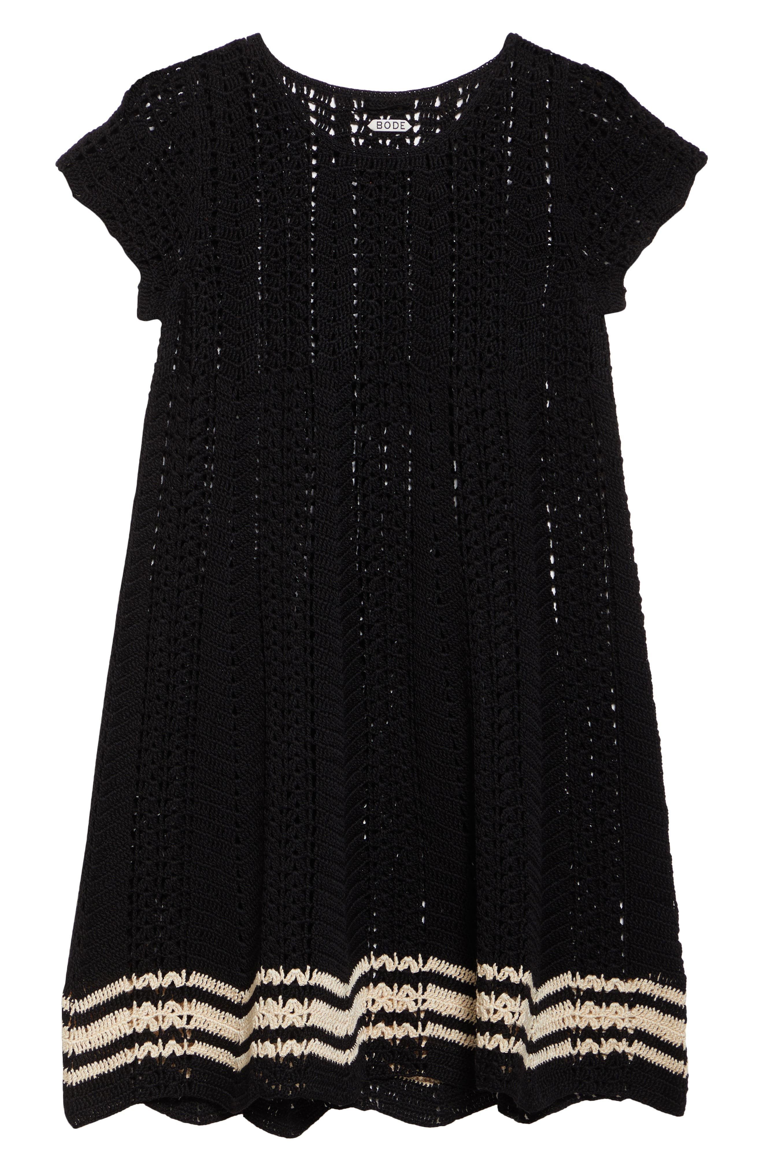Bode Duxberry Crochet Cotton Minidress in Black at Nordstrom - 5