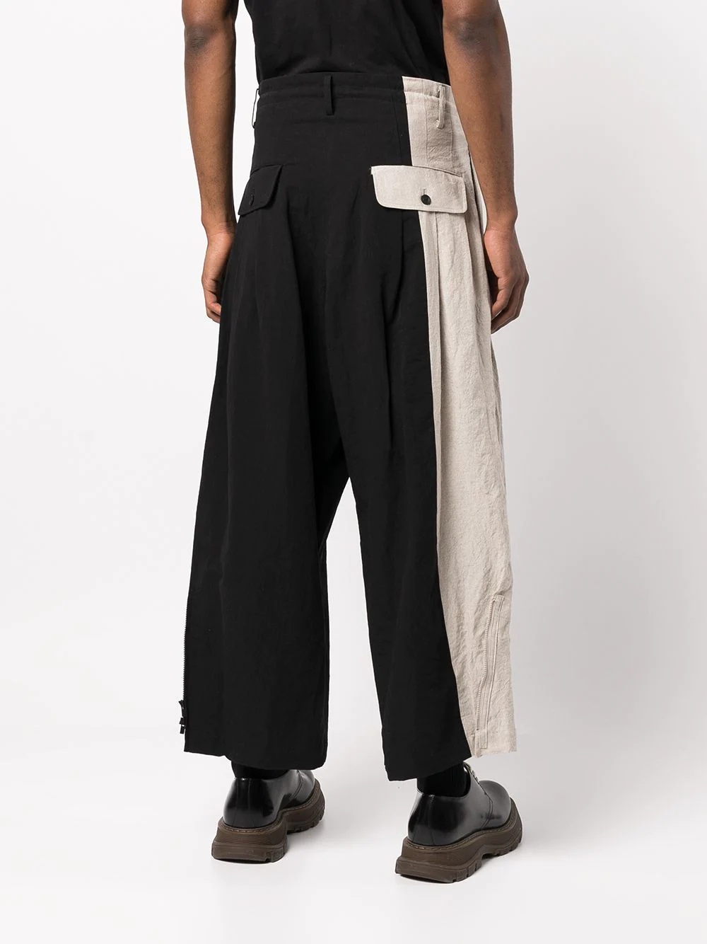 two-tone cropped trousers - 4