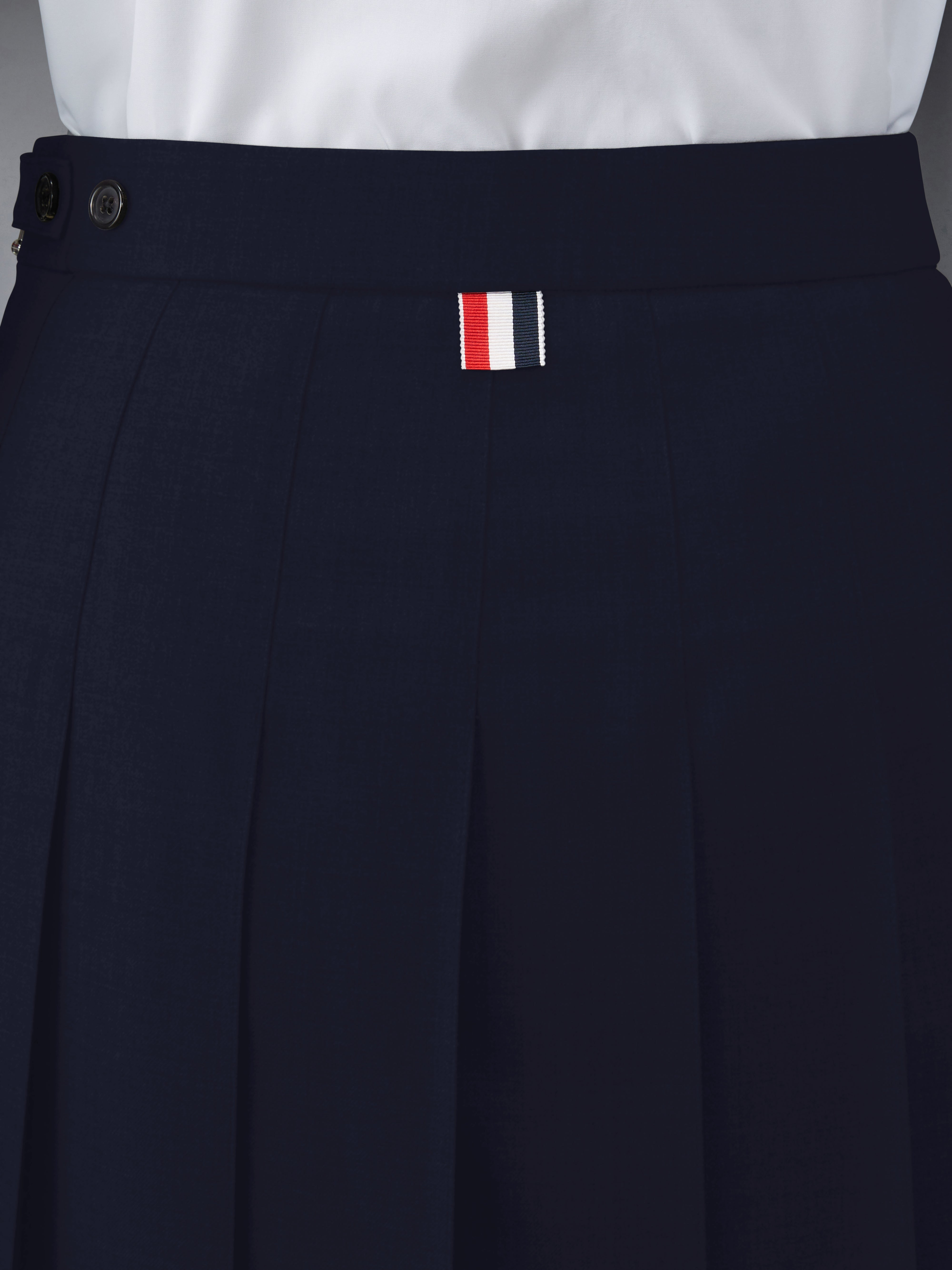 SUPER 120'S TWILL BELOW THE KNEE PLEATED SKIRT - 6