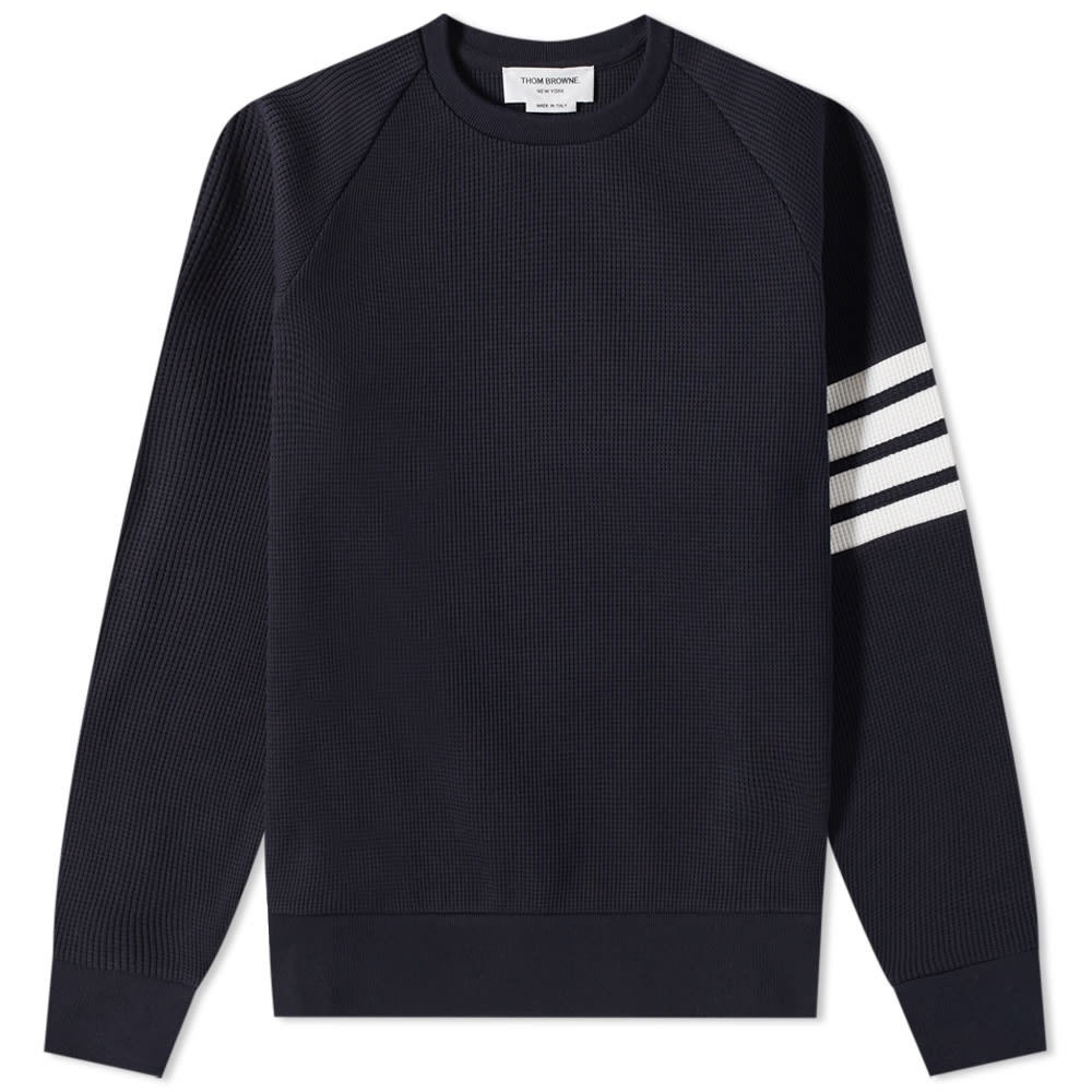 Thom Browne 4 Bar Raglan Sleeve Waffle Crew Sweat - 1