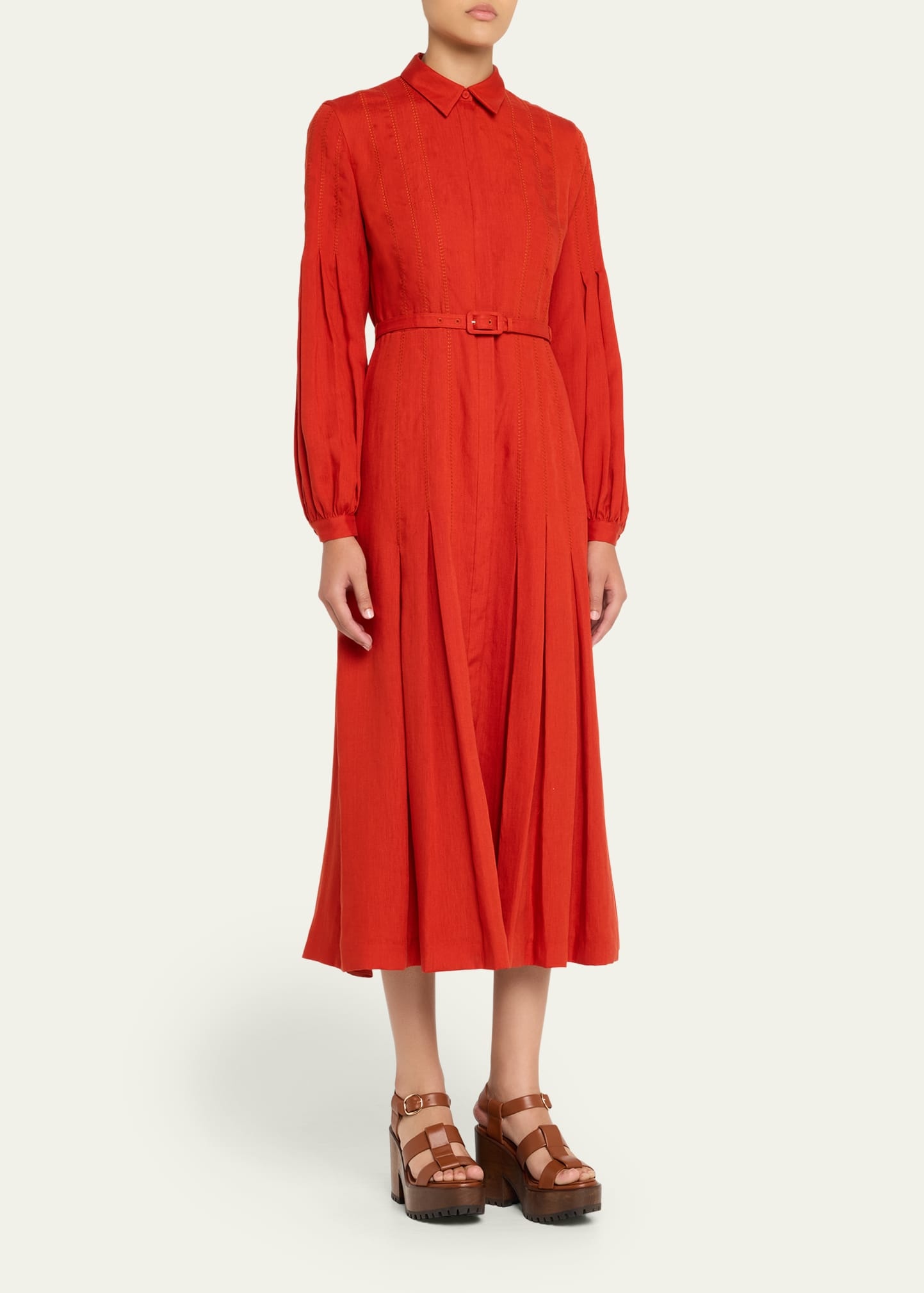 Aleka Long-Sleeve Linen Shirtdress - 4