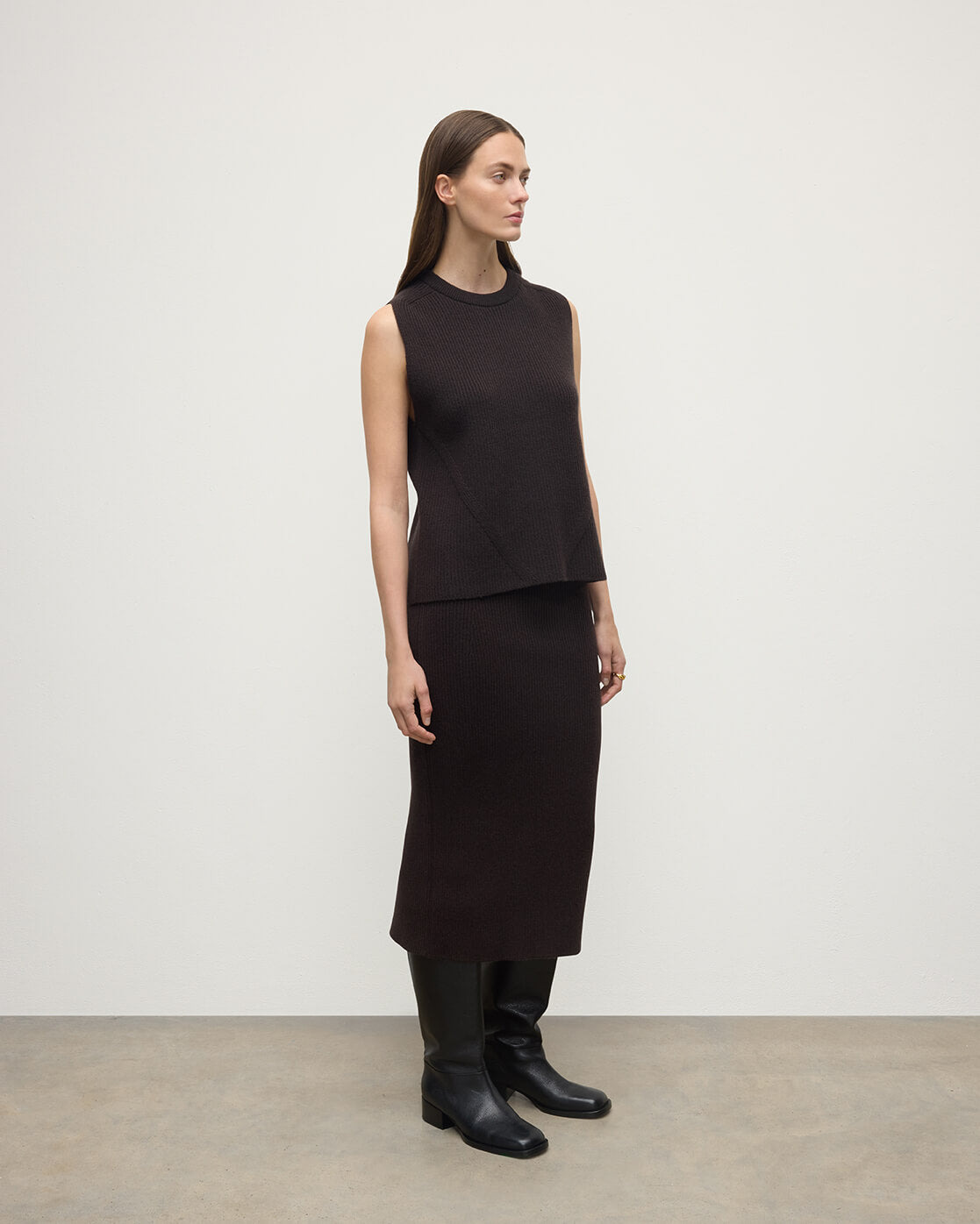 Cashmere Brown Midi Skirt - 3
