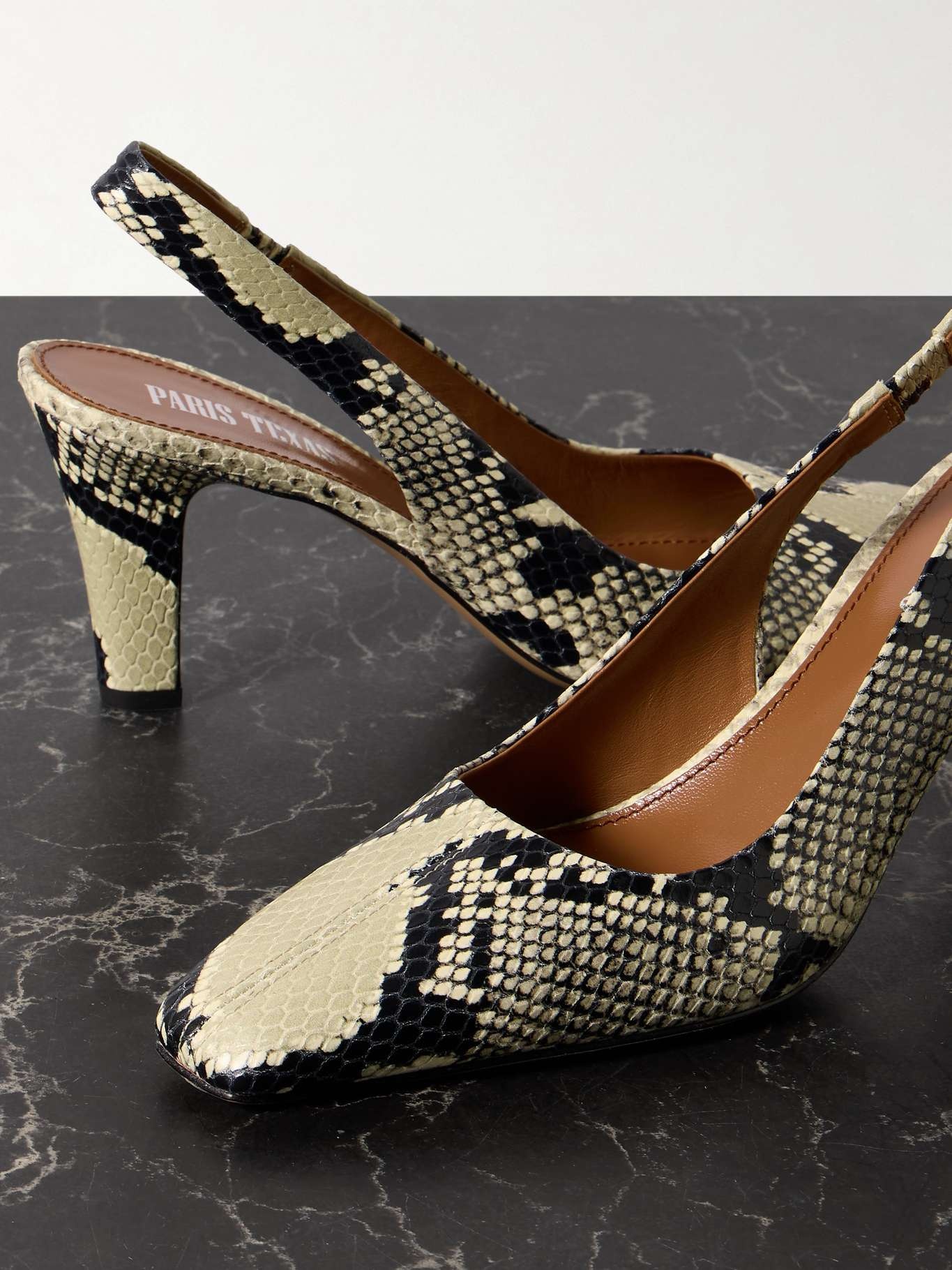 Belle snake-effect leather slingback pumps Snake print - 4