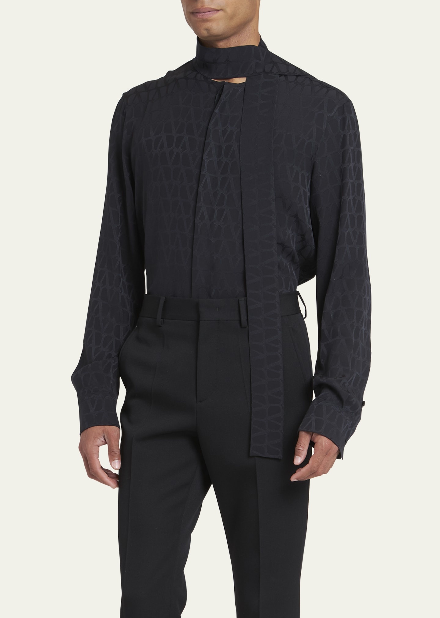 Men's Silk Jacquard Iconographe Bow Shirt - 4