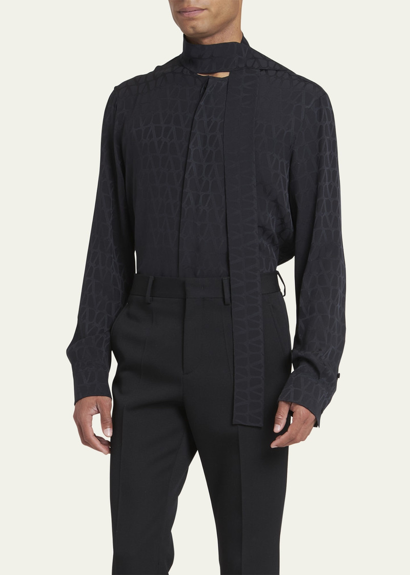 Men's Silk Jacquard Iconographe Bow Shirt 4