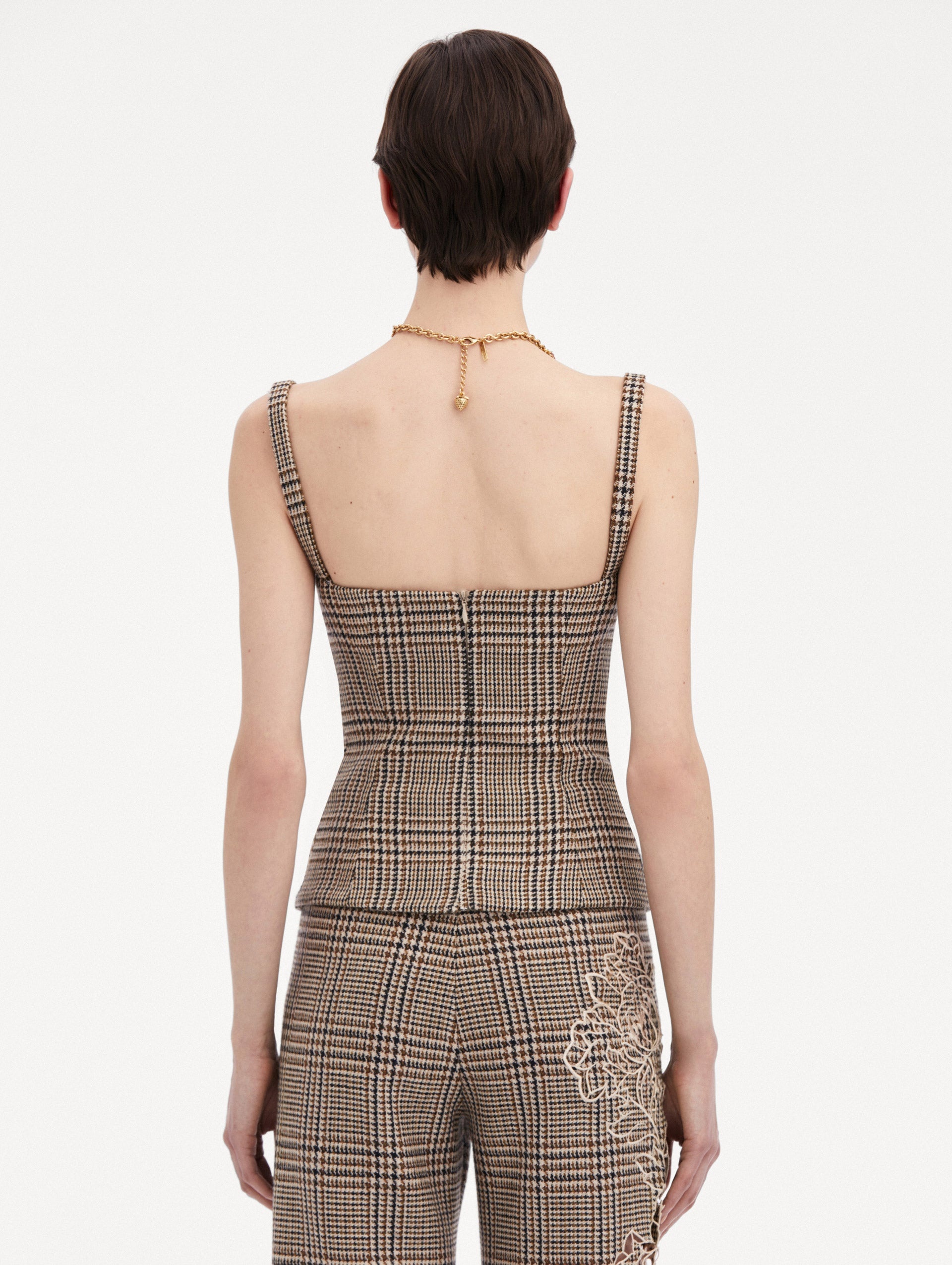 PEONY GUIPURE APPLIQUÉ PLAID TANK - 4