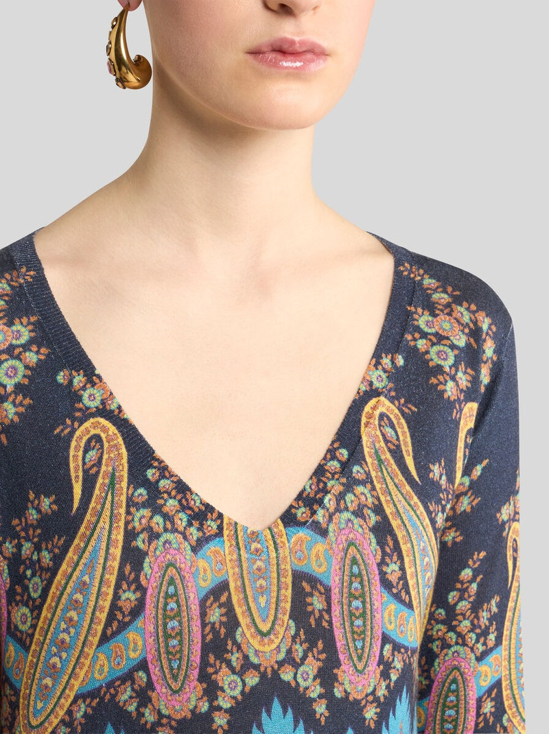 Etro SILK AND CASHMERE SWEATER WITH PLACED PRINT outlook