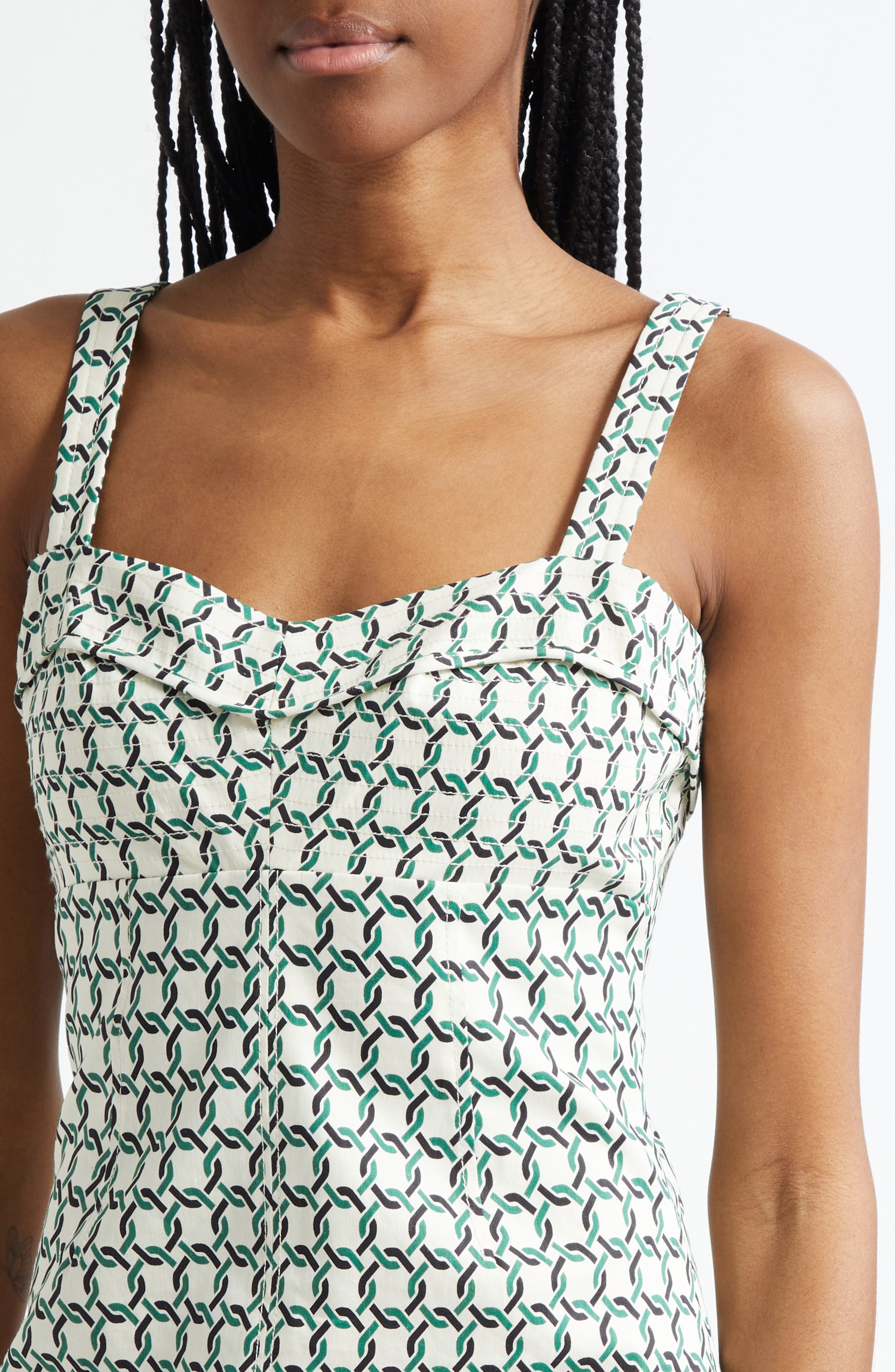 Veronica Beard Colleen Chain Print Cotton Blend Dress in Dove Multi at Nordstrom - 4