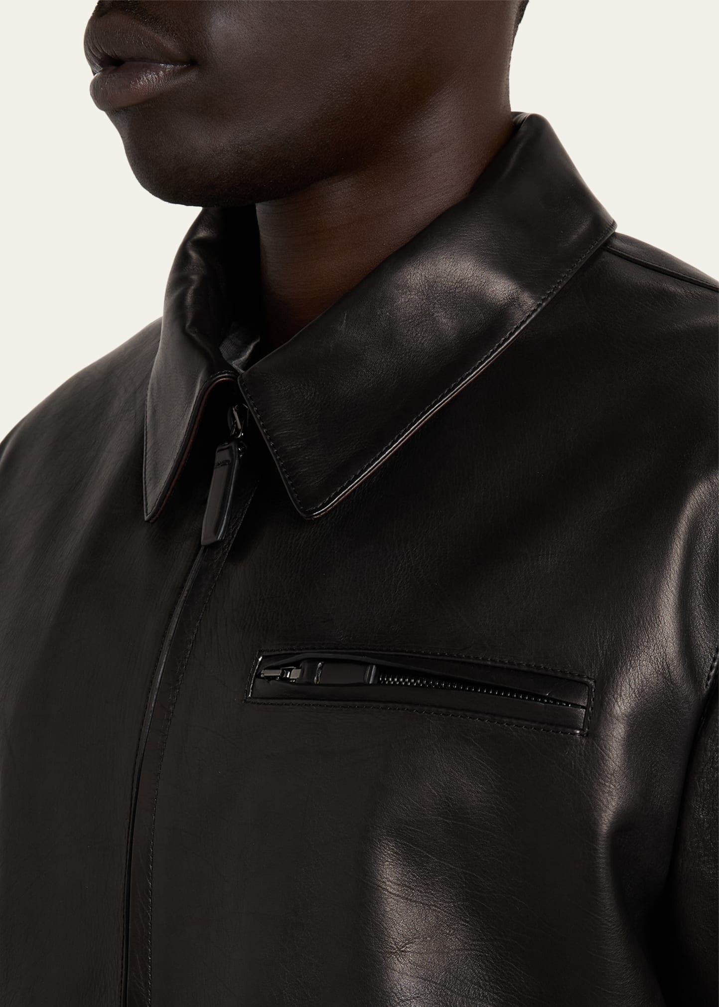 Men's Leather Moto Jacket - 5