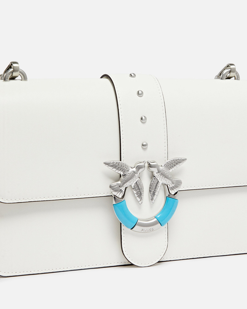 LOVE BAG ONE MEDIUM SHOULDER BAG IN LEATHER WITH TURQUOISE BUCKLE 3