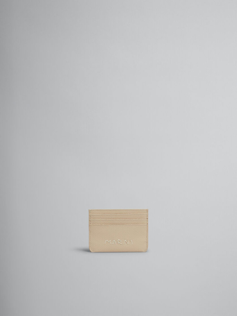 BEIGE LEATHER CARDHOLDER WITH MARNI MENDING 1