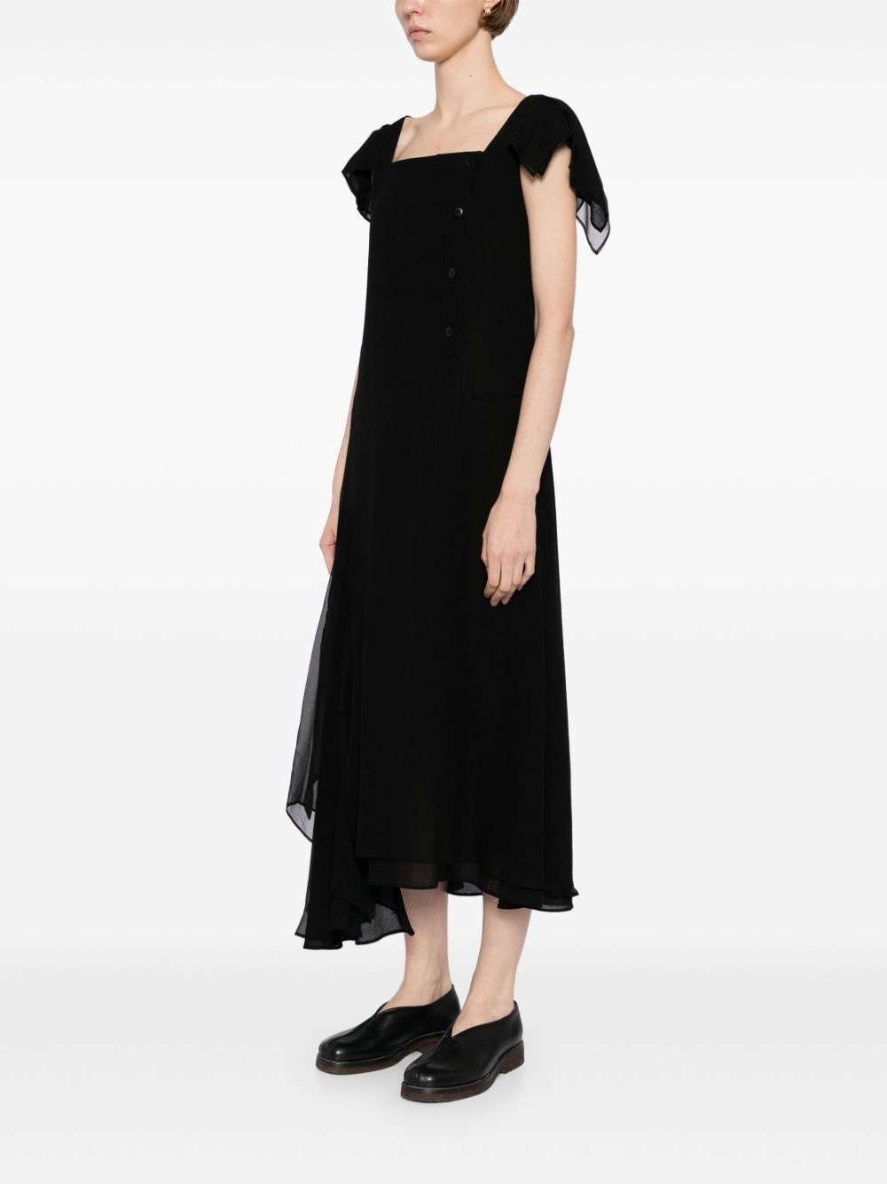 draped square-neck dress - 3