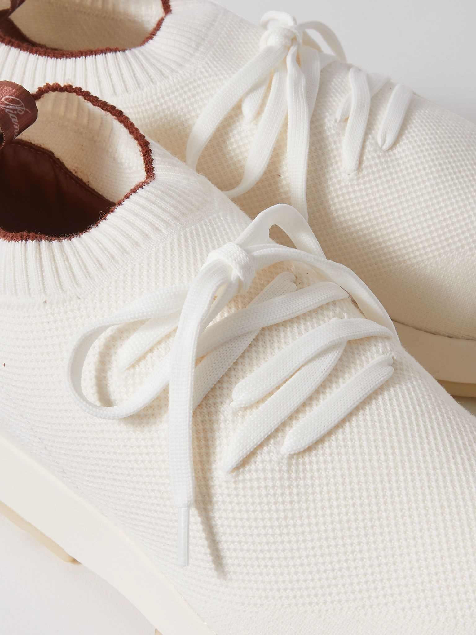 360 Flexy Leather-Trimmed Knitted Wish® Wool Sneakers White - 6