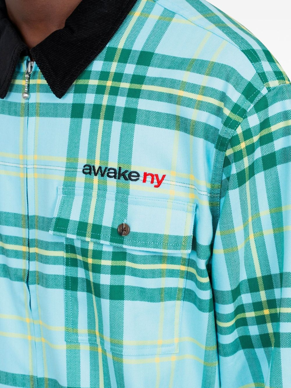 plaid zip-up shirt - 4