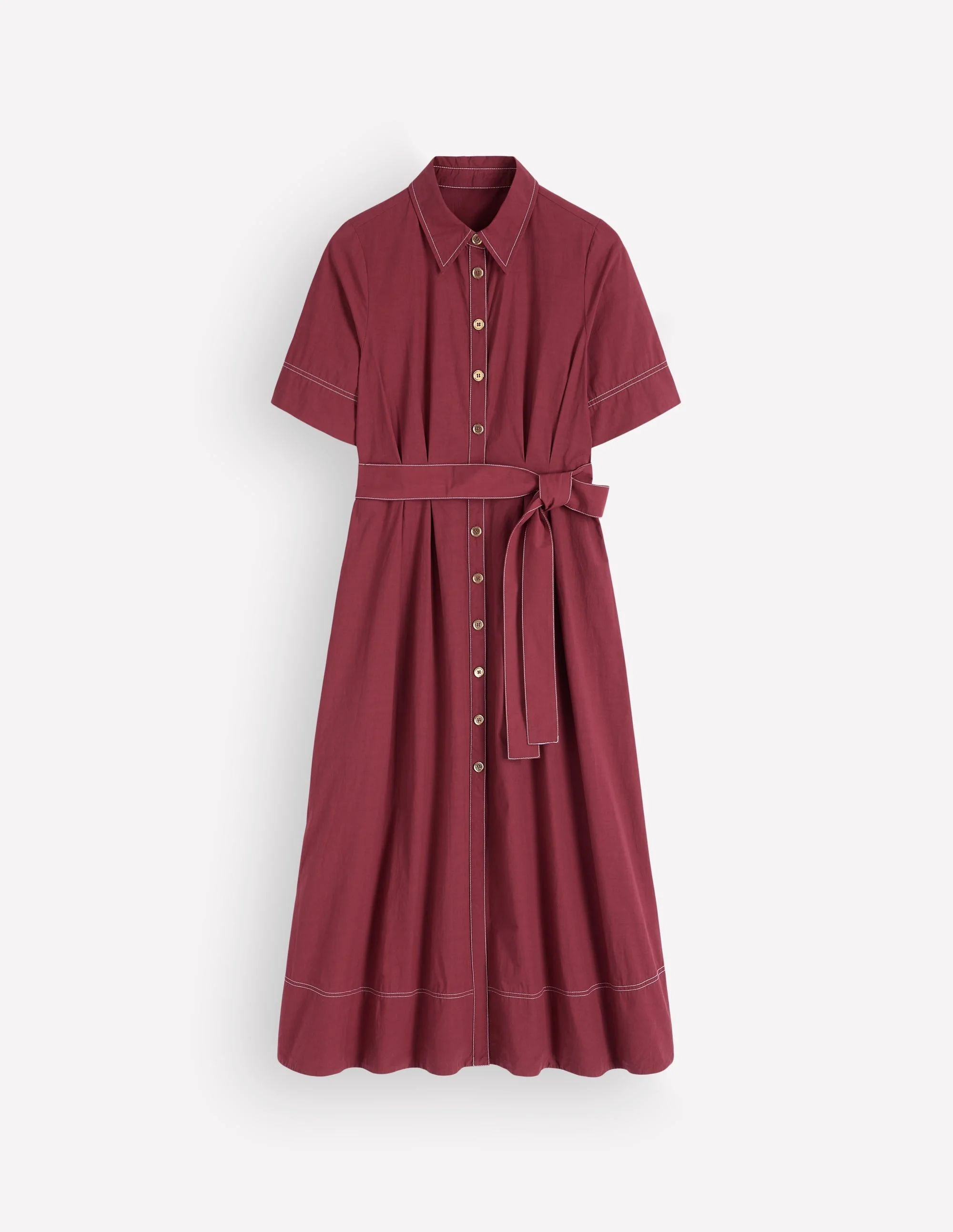 Sarah Cotton Midi Shirt Dress-Rich Chestnut - 1