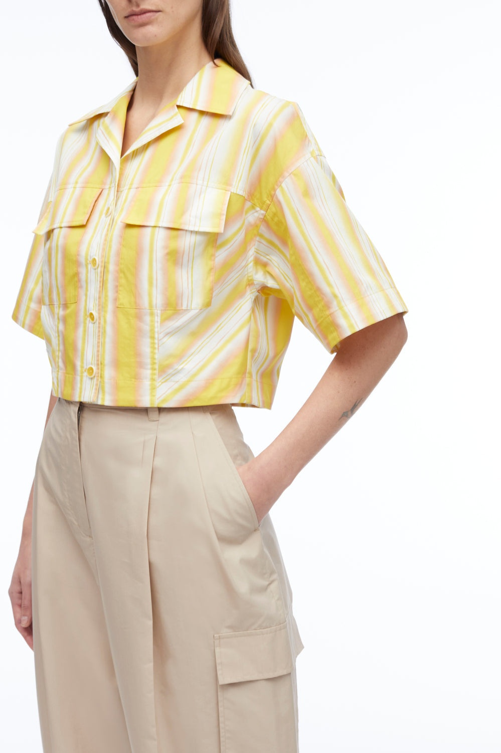 Painted Stripe Cropped Shirt - 3