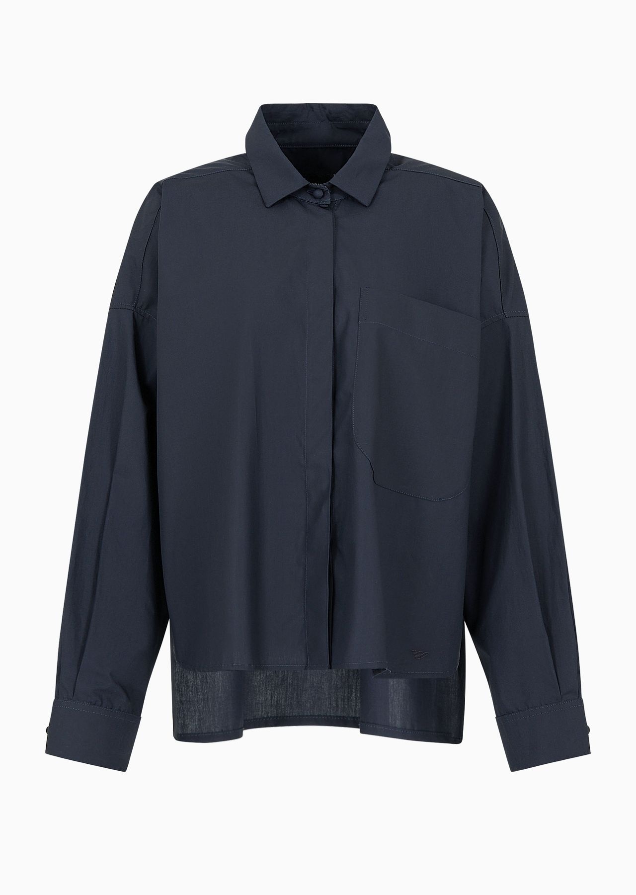 Poplin shirt with asymmetric hem and patch pocket - 1