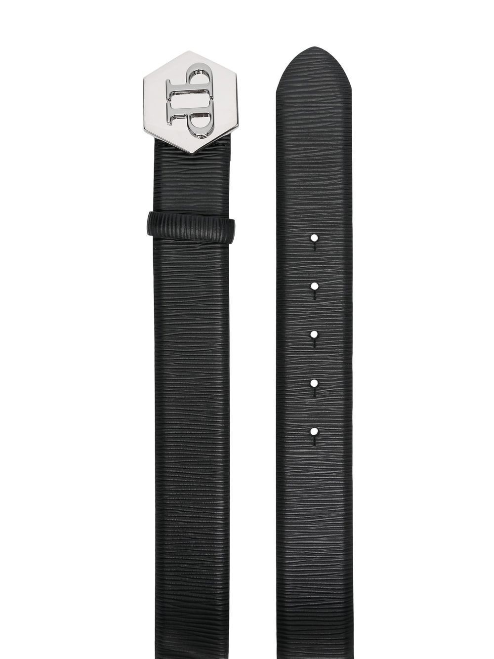 logo-buckle leather belt - 2