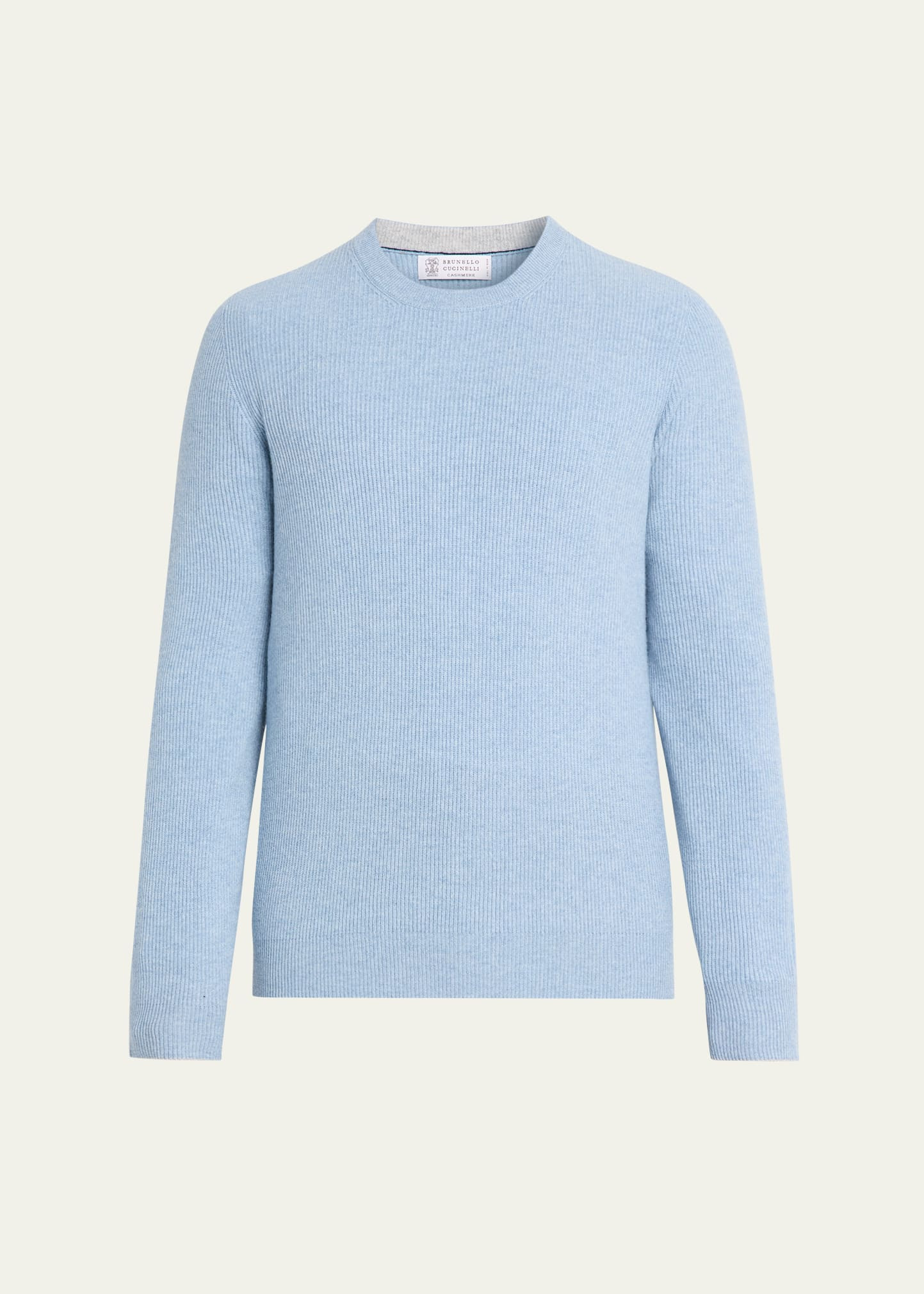 Men's Cashmere English Rib Crewneck Sweater - 1