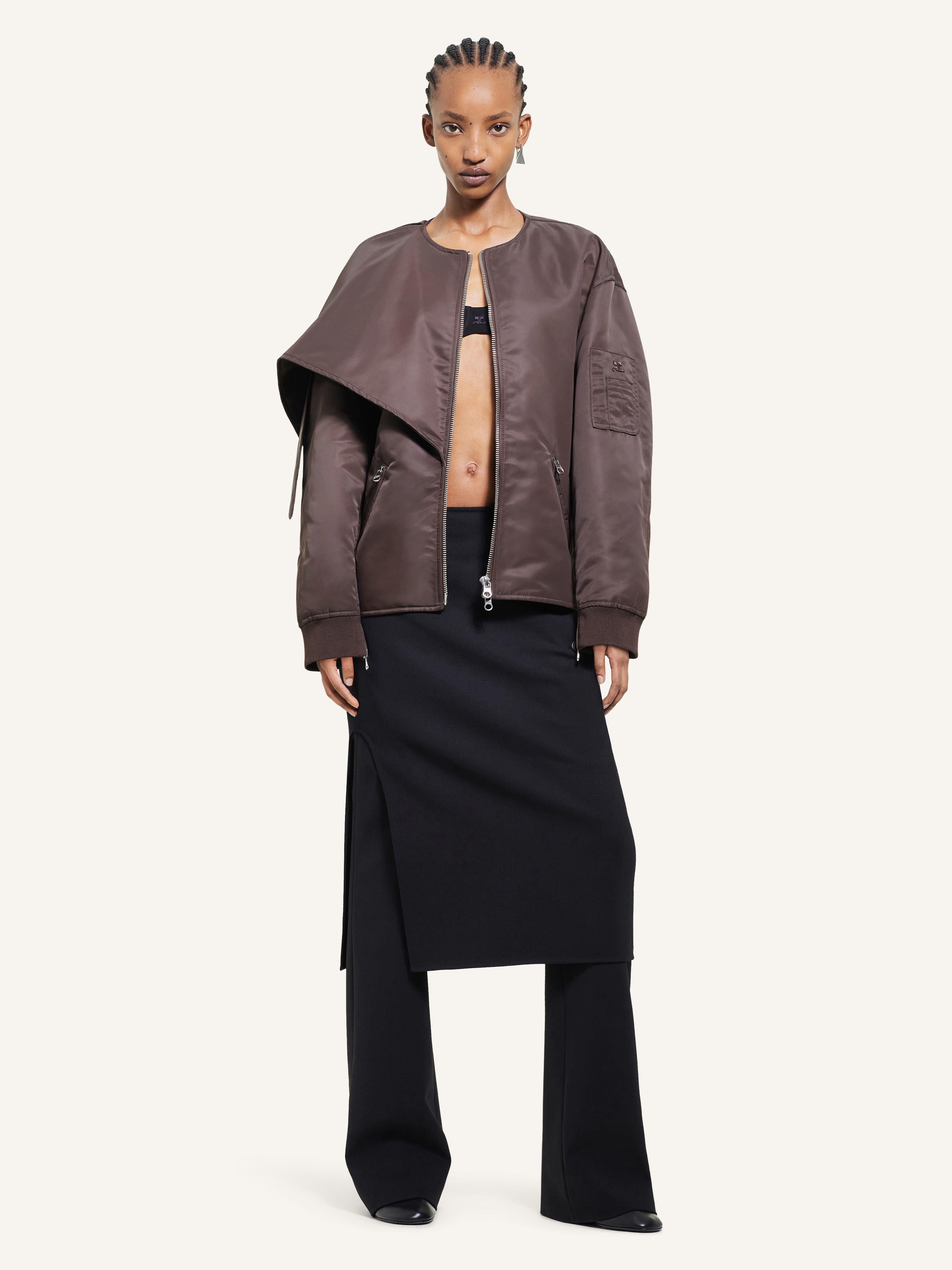 BOW COLLAR BOMBER JACKET - 2