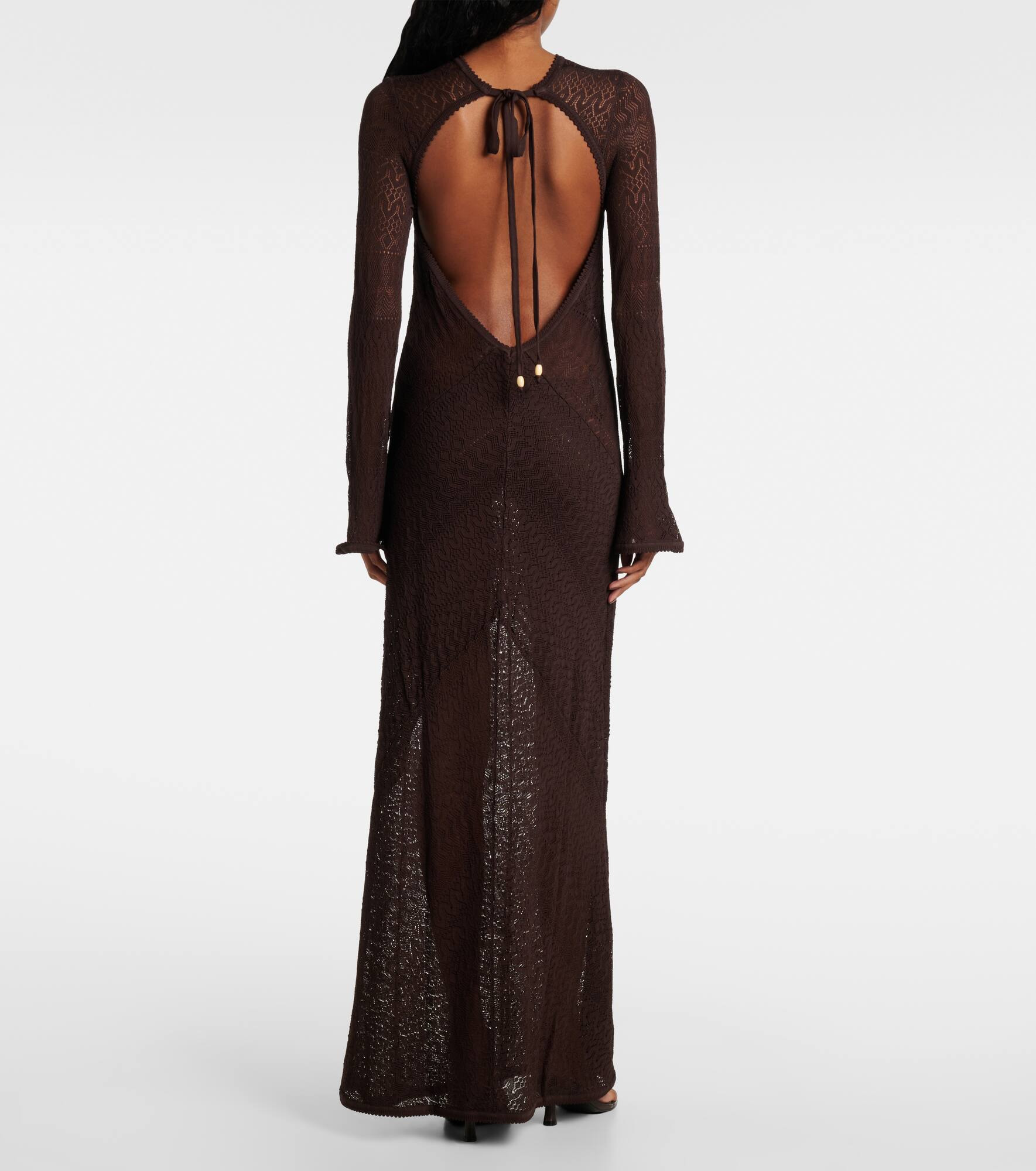 Vera knitted open-back maxi dress - 3