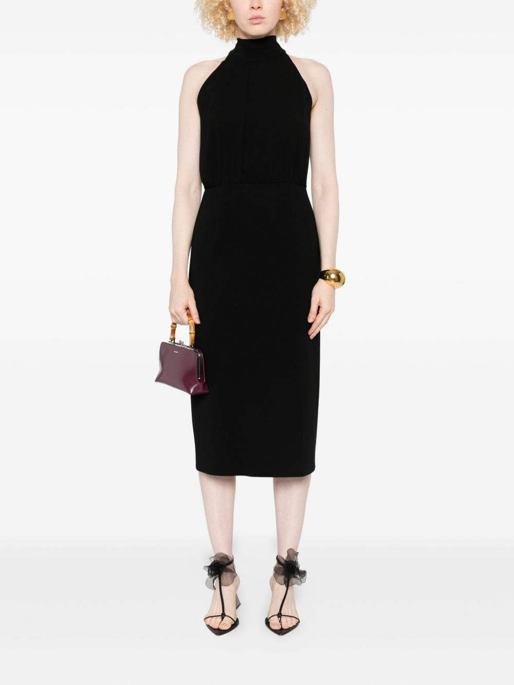 halterneck sheath midi dress - 2