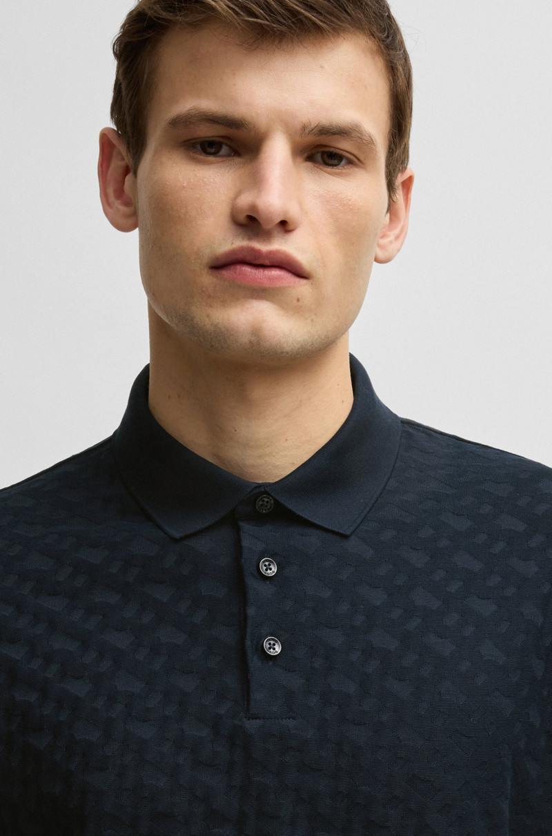 COTTON POLO SHIRT WITH TONAL MONOGRAM JACQUARD 3