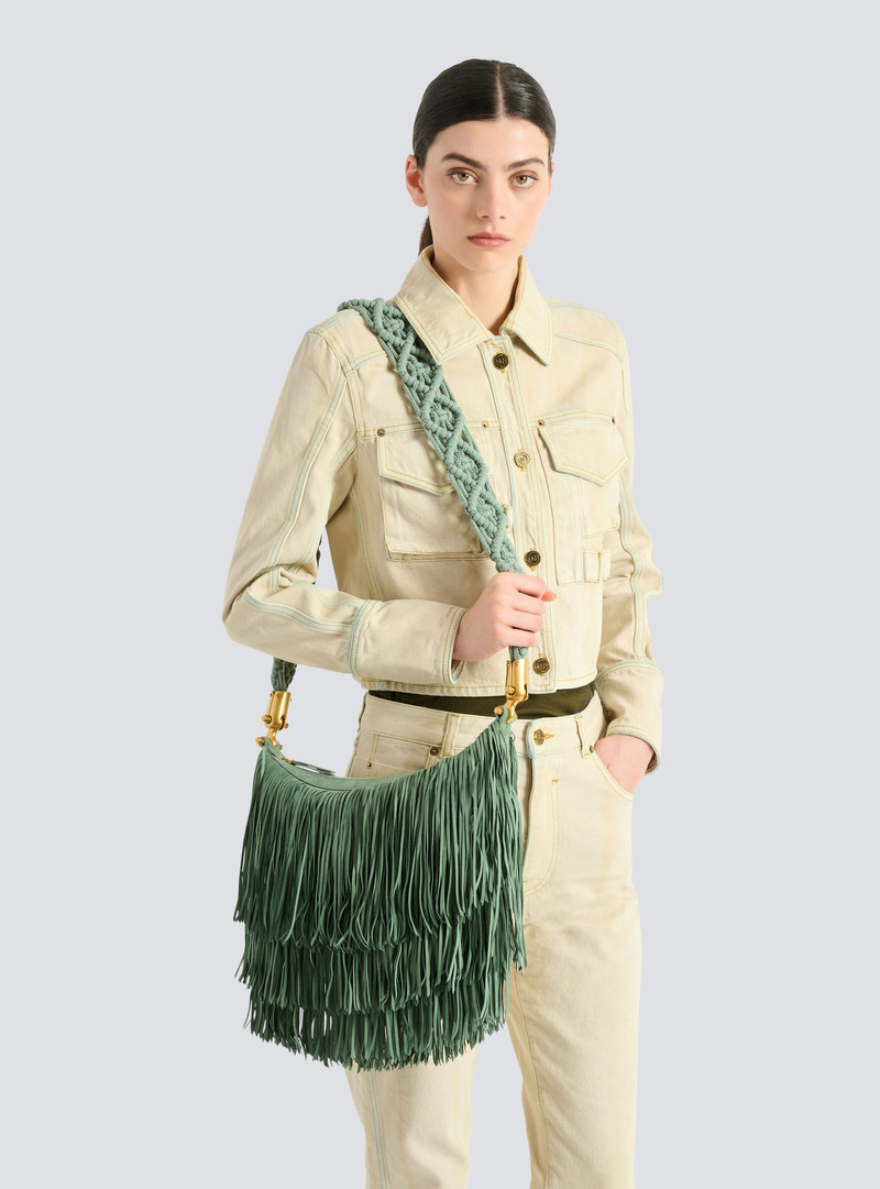 Ébène Hobo fringed suede bag 8