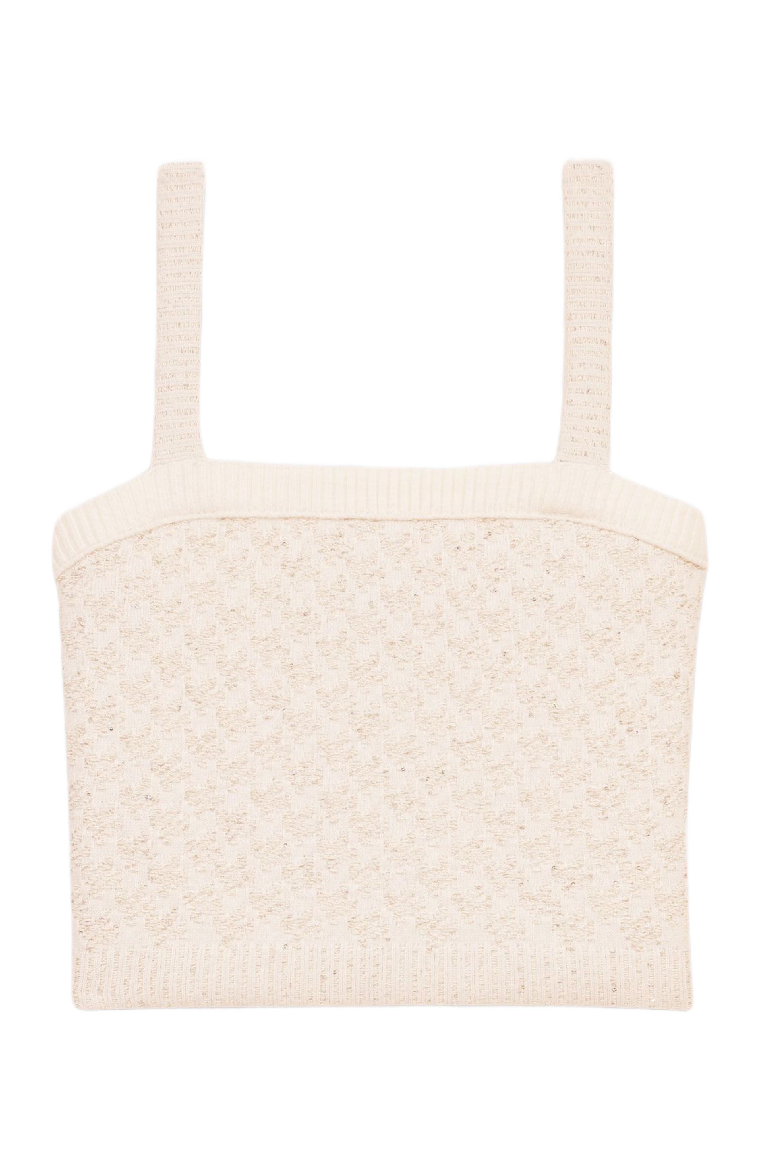 maje Tweed-effect knit crop top in Ecru at Nordstrom - 7