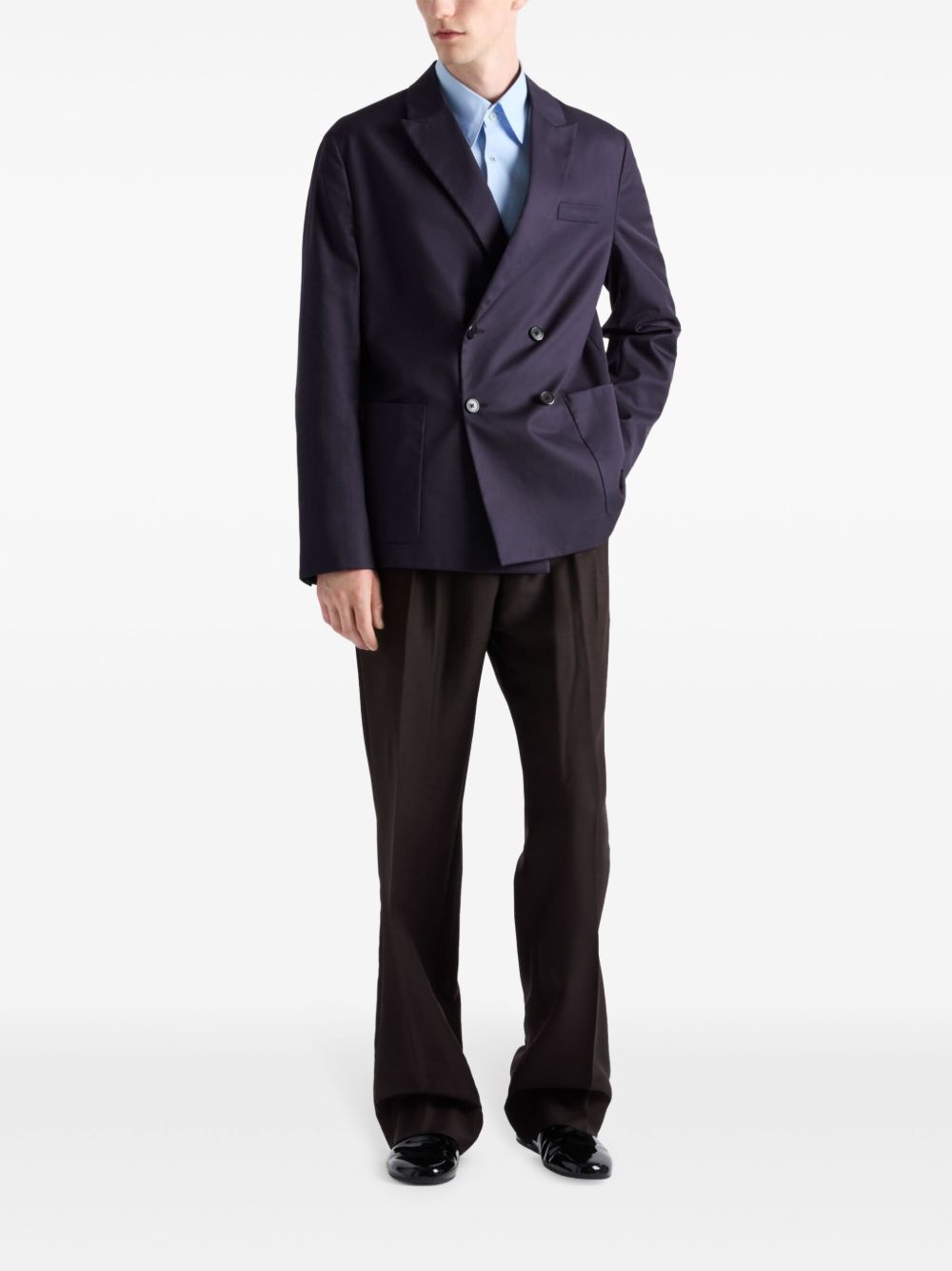 double-breasted cotton blazer - 2