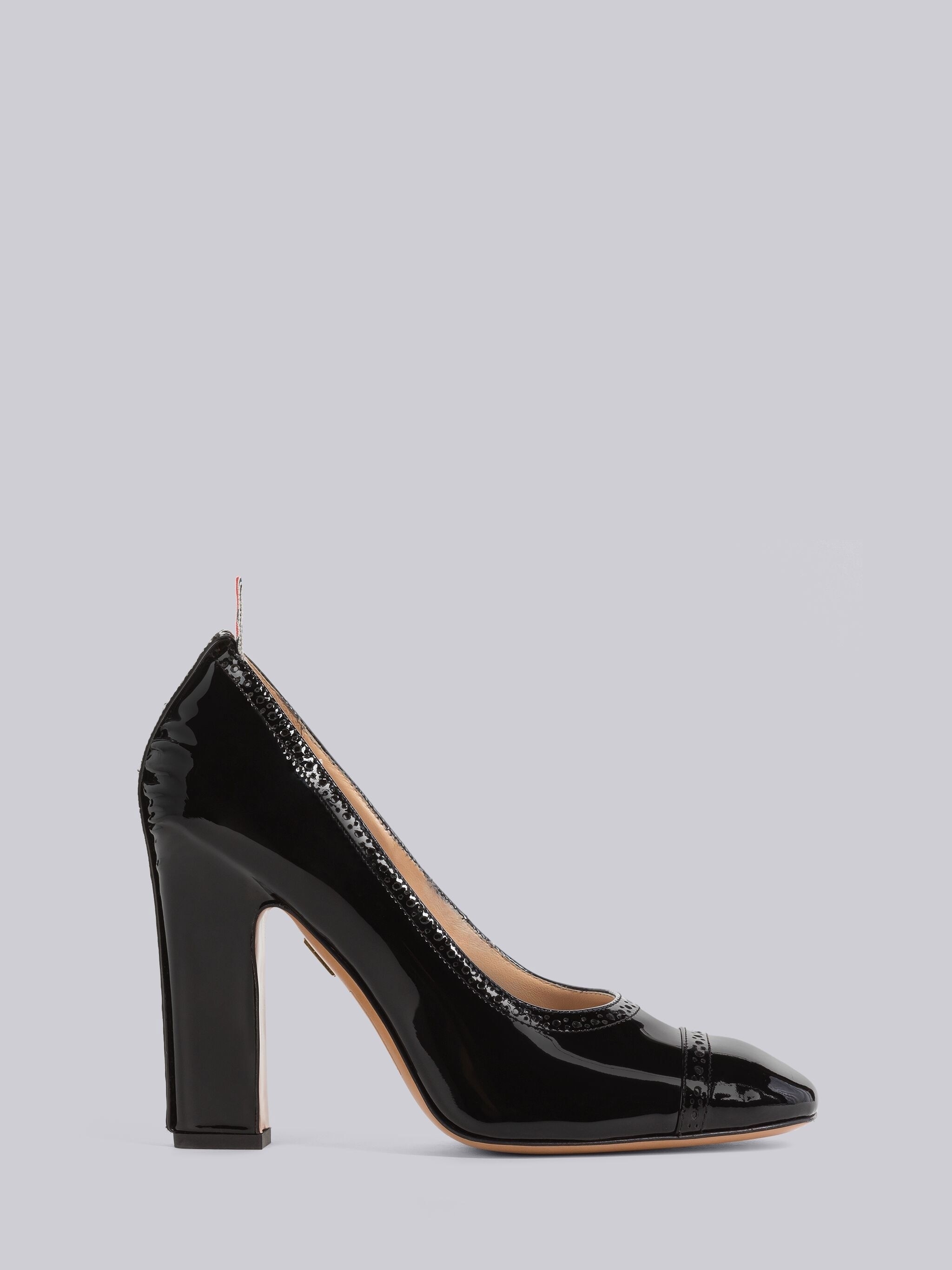 Soft Patent Slim Block Heel Court Shoe - 1