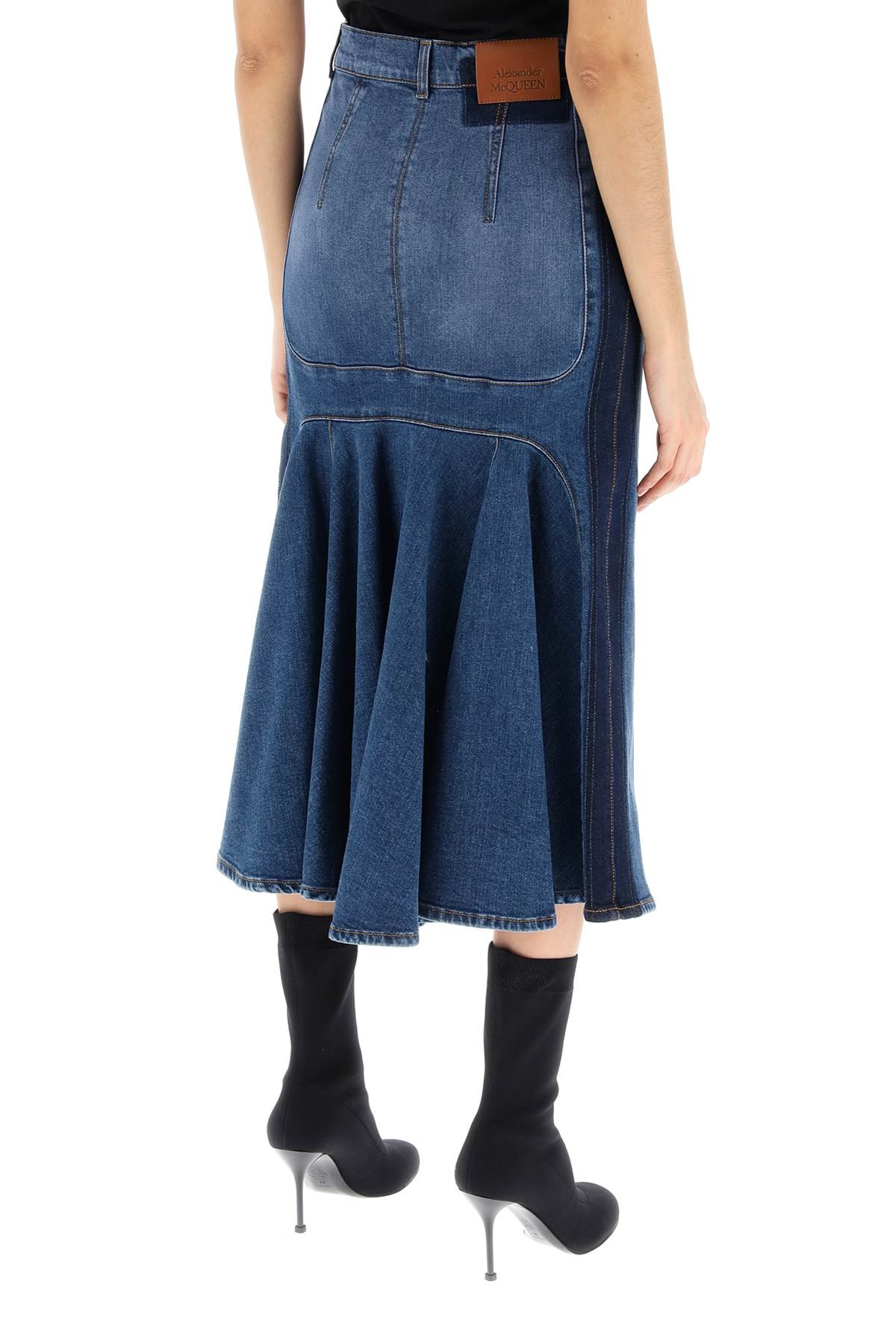 WASHED DENIM MIDI SKIRT - 4