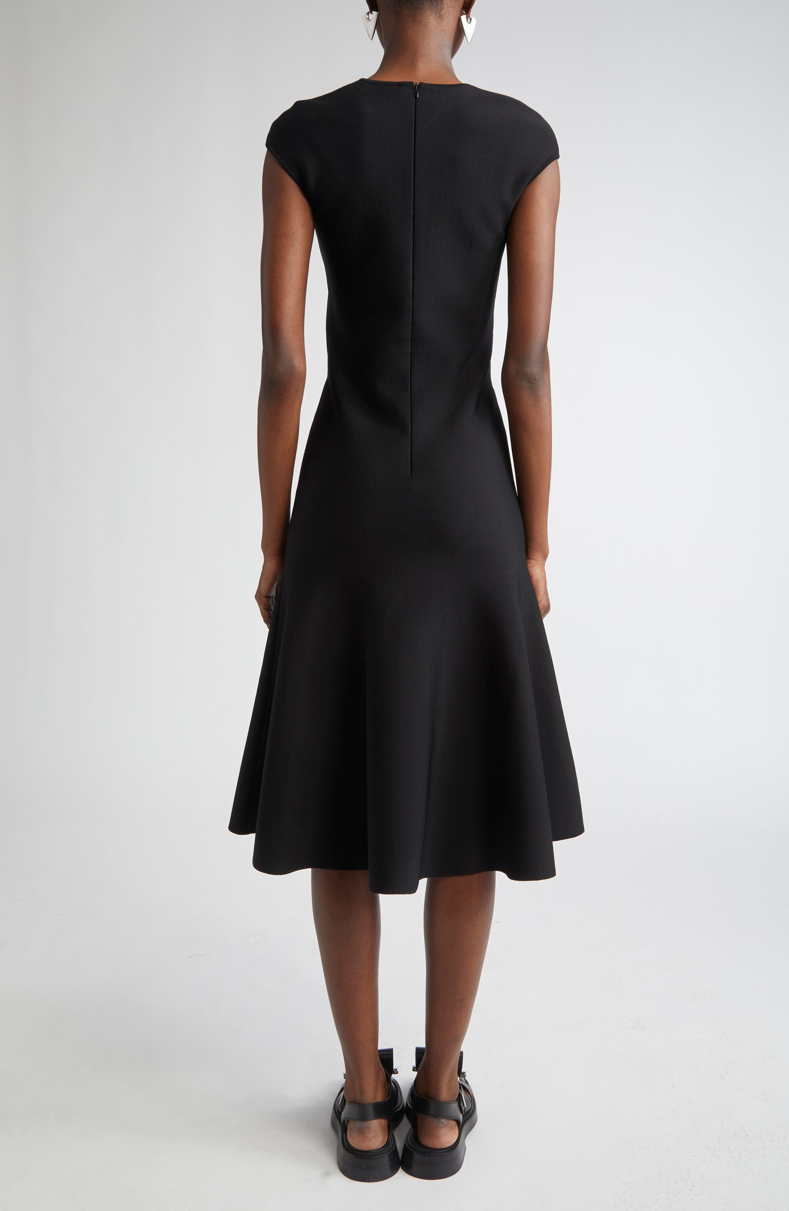 McQueen Square Neck Fit & Flare Dress in Black at Nordstrom - 2