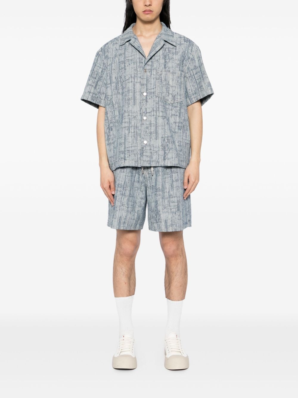 denim jacquard camp shirt - 2