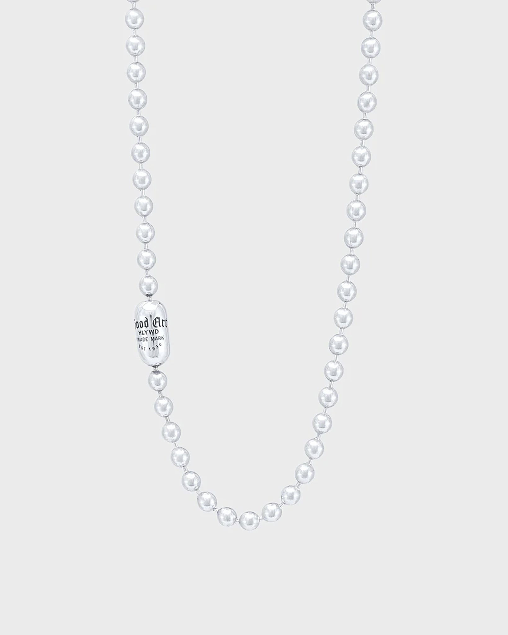 PL-BAL10-GA-30 GOOD ART HLYWD Pop Lock GoodArt Logo Ball Chain Necklace 10 at 30" - Sterling Silver - 1