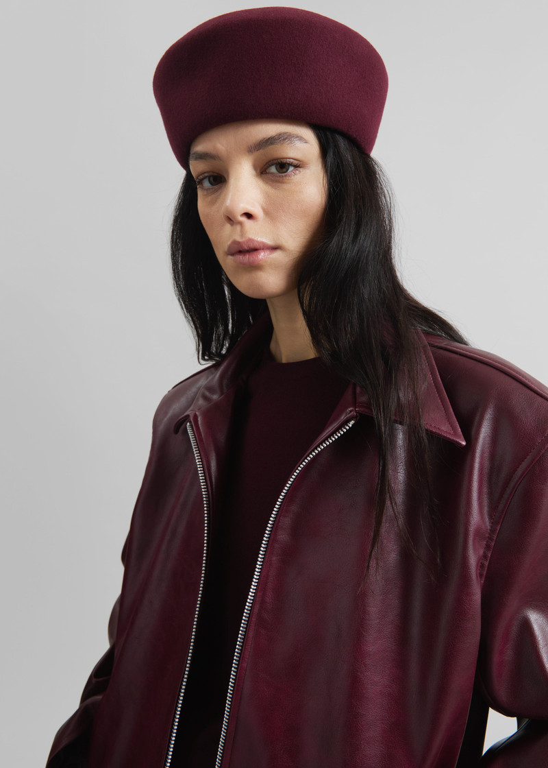 Norbury Faux Leather Jacket - Burgundy 7